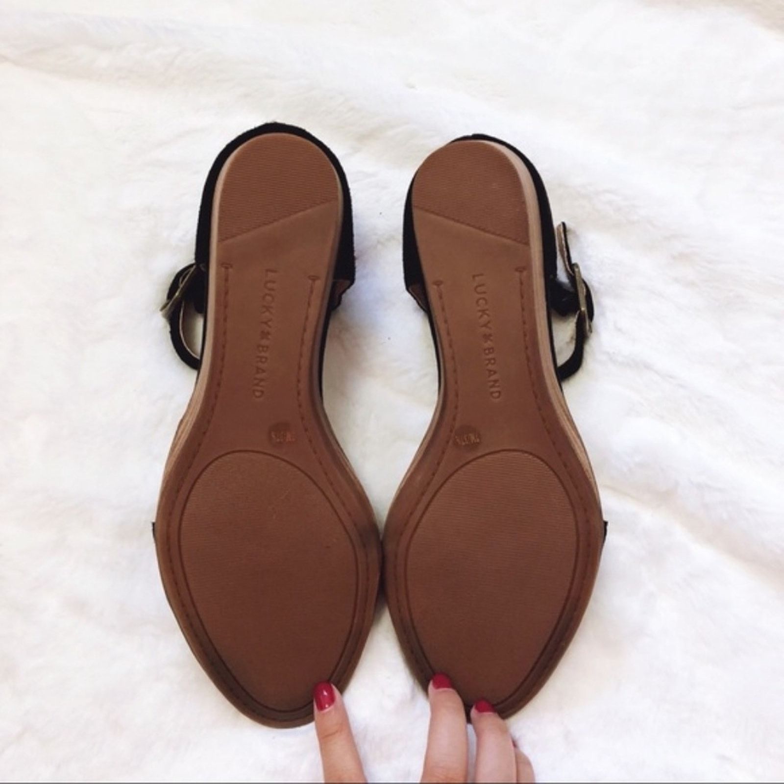 Lucky Brand Lucky Brand Black Riamsee Wedge Sandals Size US 7 / IT 37 - 6 Thumbnail