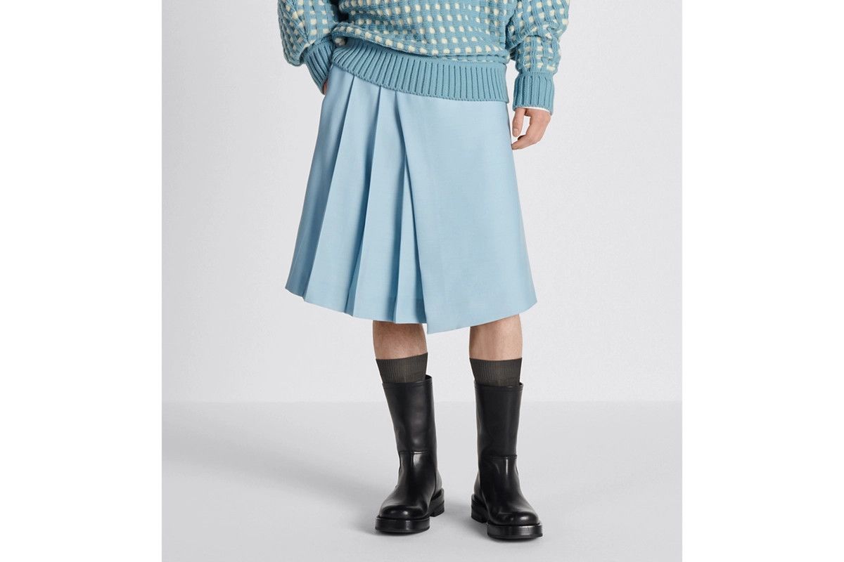 Dior o1bcso1str1124 Pleated Kilt-Shorts in Sky Blue Size US 38 / EU 54 - 7 Thumbnail