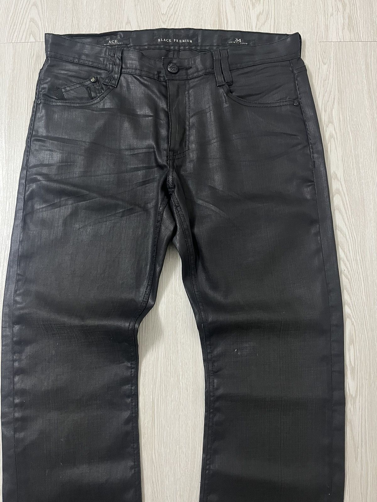 Affliction Need Gone💥Y2K Affliction Super Black Coated Jeans Size US 34 / EU 50 - 2 Thumbnail