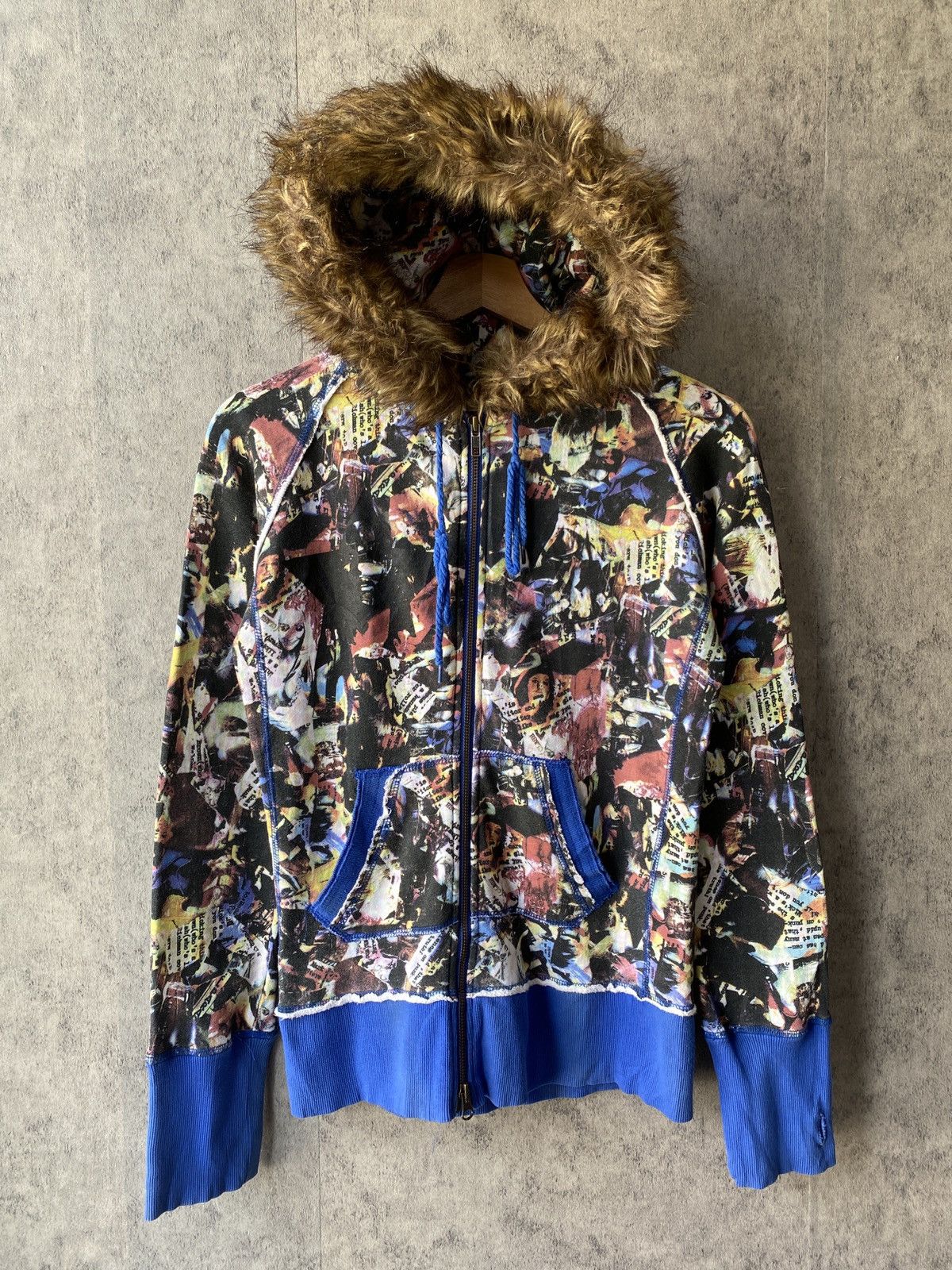 Japanese Brand Glad News Japan Fullprint Design Fur Hoodie Size US S / EU 44-46 / 1 - 2 Thumbnail