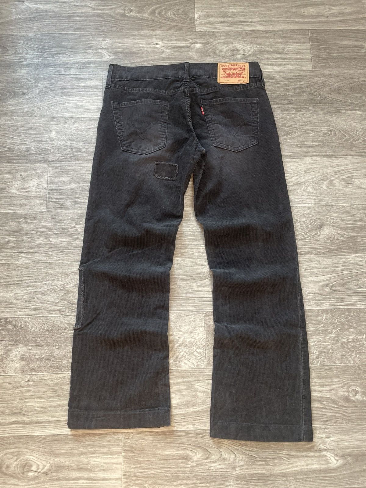 Levi's 29/34 Vintage Levis Black Corduroy Velvet Patchwork Pants Size 29" - 2 Thumbnail