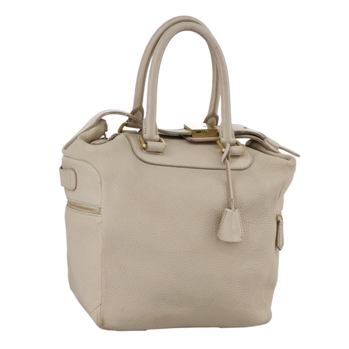 CELINE Hand Bag Leather Beige Gold