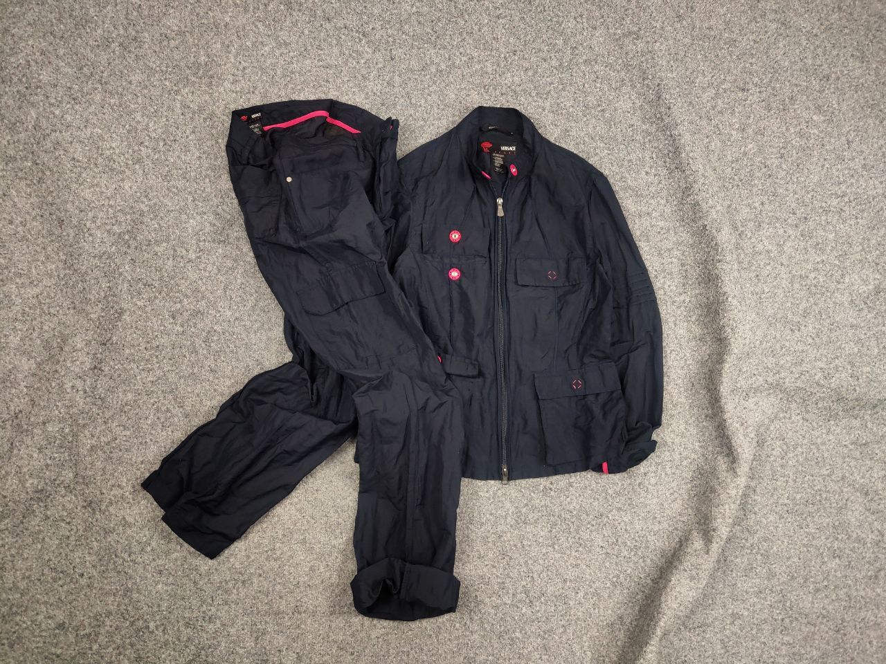 Versace Vintage 90's Versace Sport Jacket x Cargo Pants Nylon Blend Size S / US 4 / IT 40 - 1 Thumbnail