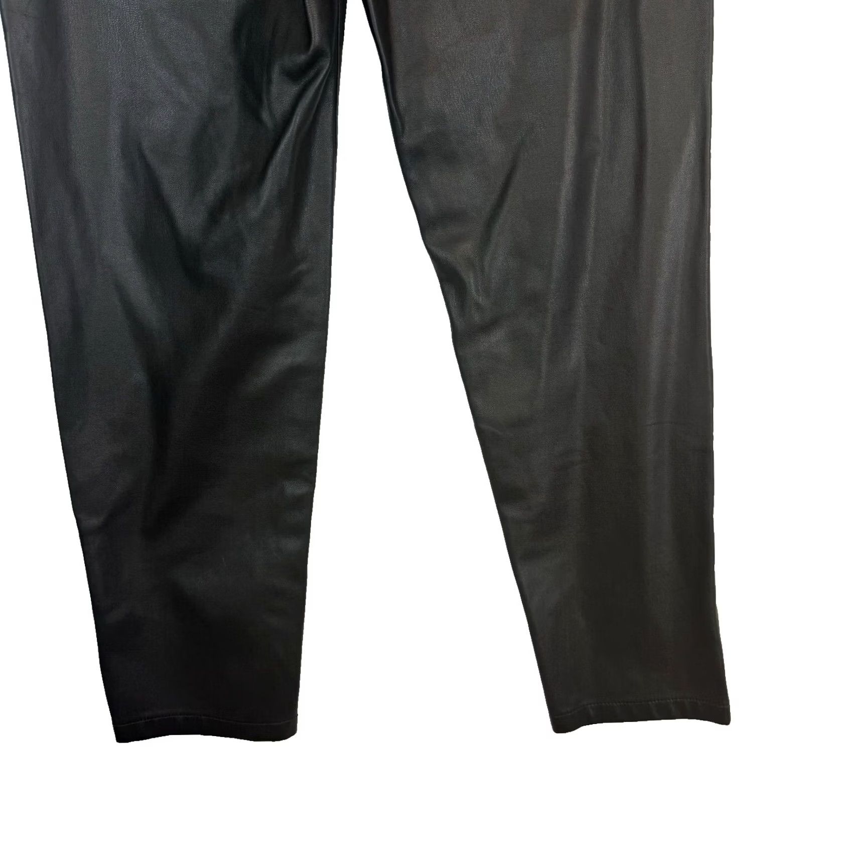 Zara ZARA Black Faux Leather High-Rise Skinny Pants, Size 2, 5-Pocket, Regular, Womens, Casual, 26in Waist, 28in Inseam Size 26" / US 2 / IT 38 - 3 Thumbnail