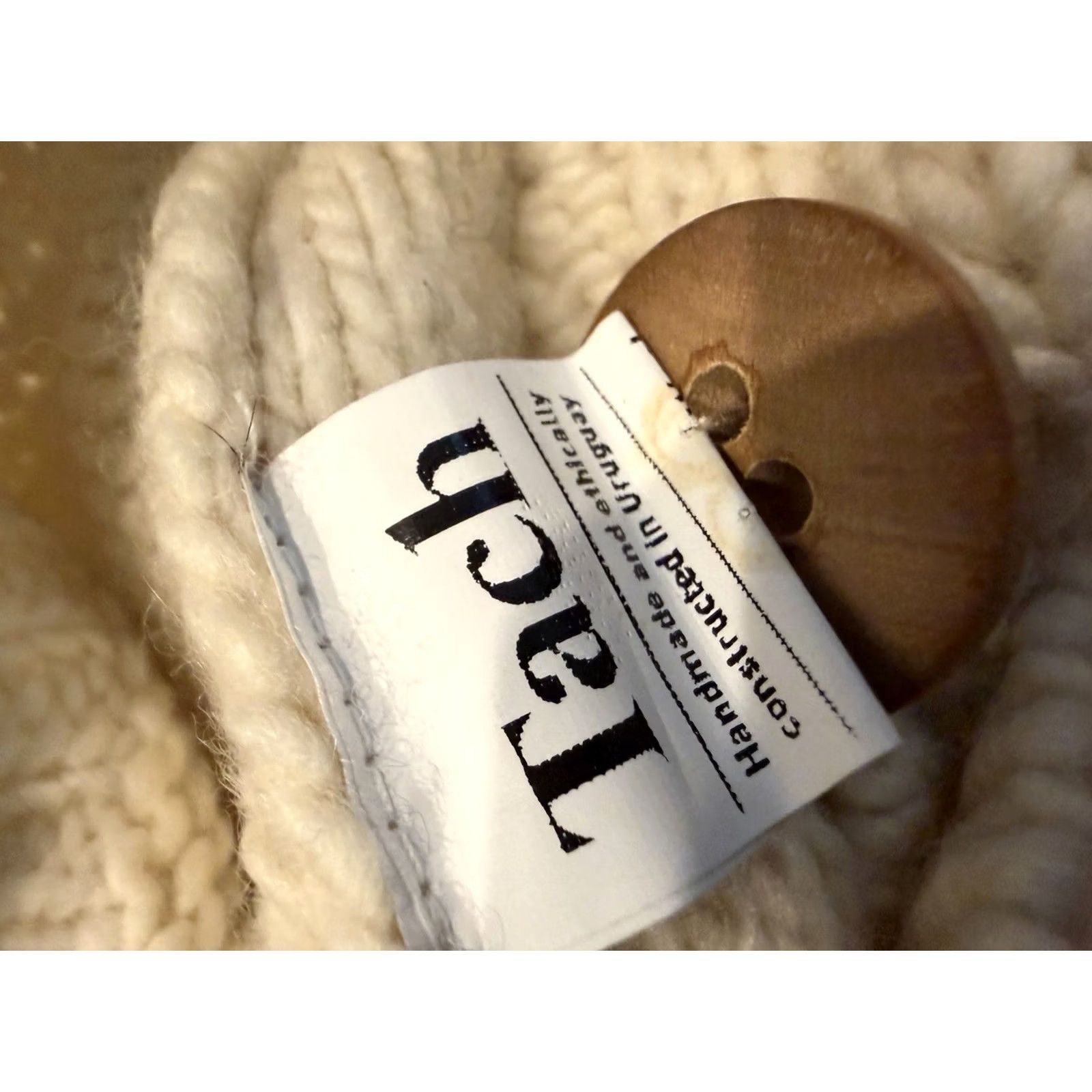 Vintage Tach Jackie Women’s Hand Knit Merino Wool Cardigan Sweater Large Cream Size L / US 10 / IT 46 - 3 Thumbnail