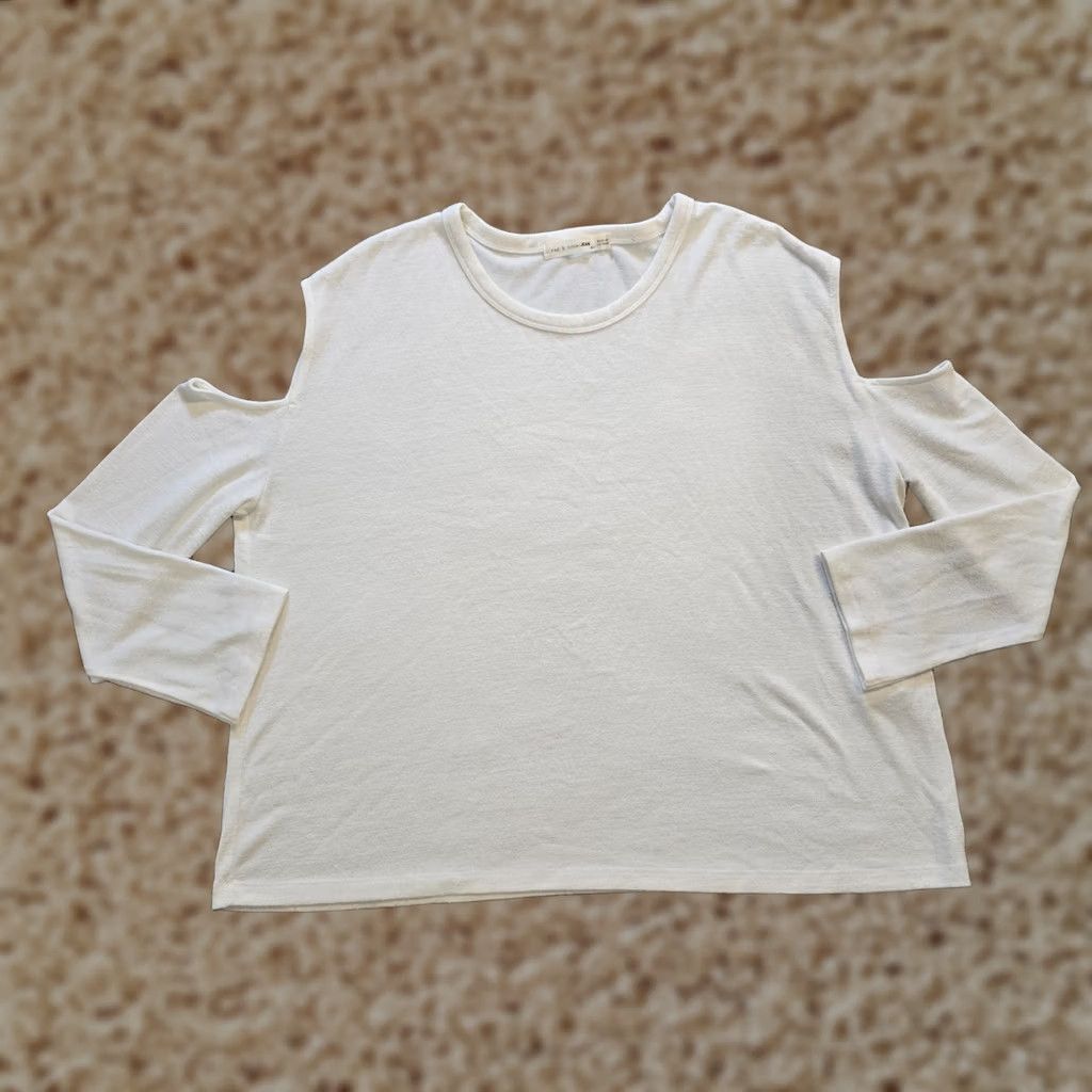 Rag & Bone Rag & bone Top Womens Small White Knit Cold Shoulder Long Sleeve Casual Capsule Shirt Size S / US 4 / IT 40 - 1 Thumbnail
