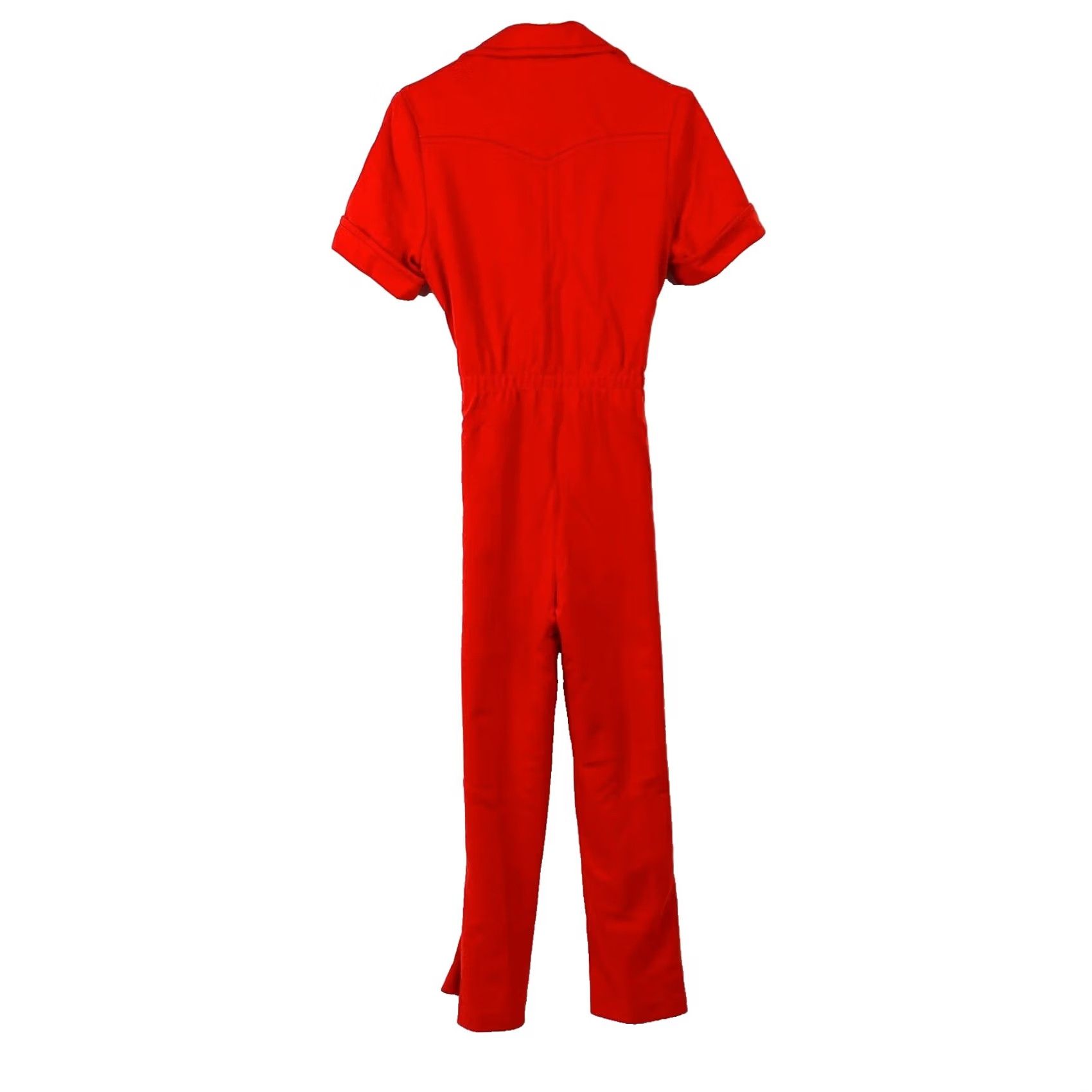 GRAFF VINTAGE Graff Jumpsuit Red Disco Wide Leg Coveralls 70s S/M Womens Small Medium Size 28" / US 6 / IT 42 - 6 Thumbnail