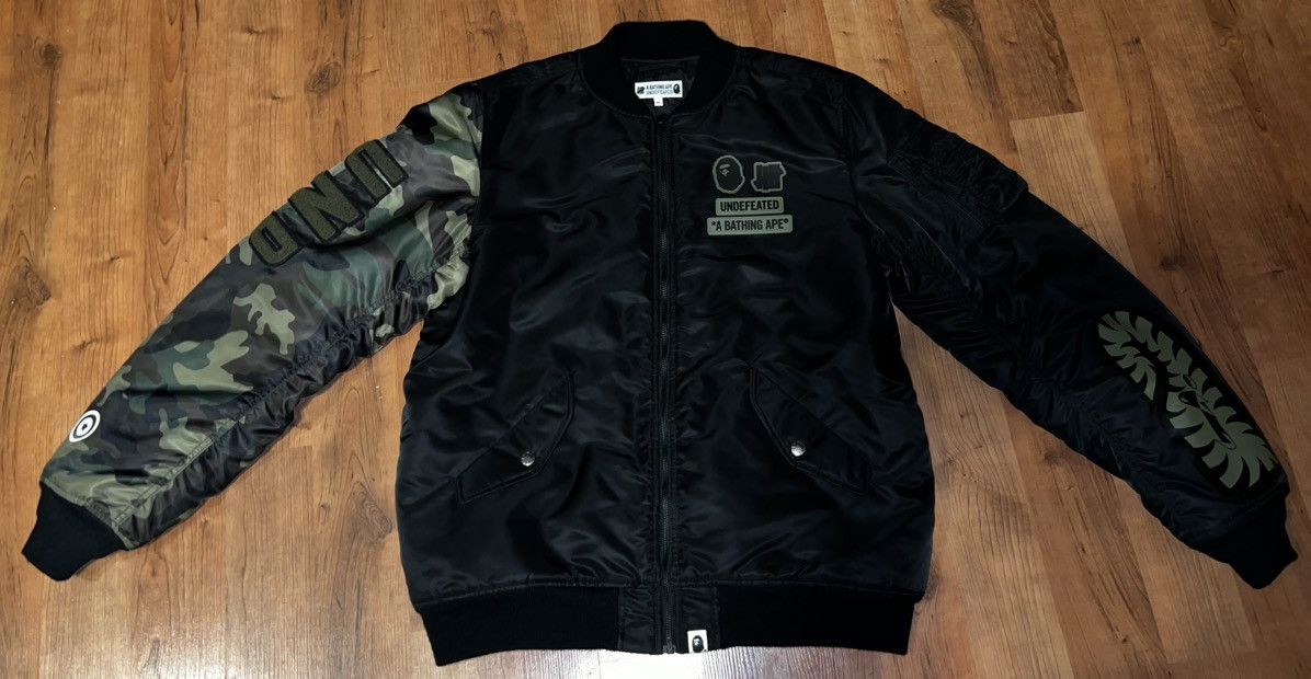 Bape Undefeated Bape x Undefeated Woodland Camo MA 1 Jacket Grailed