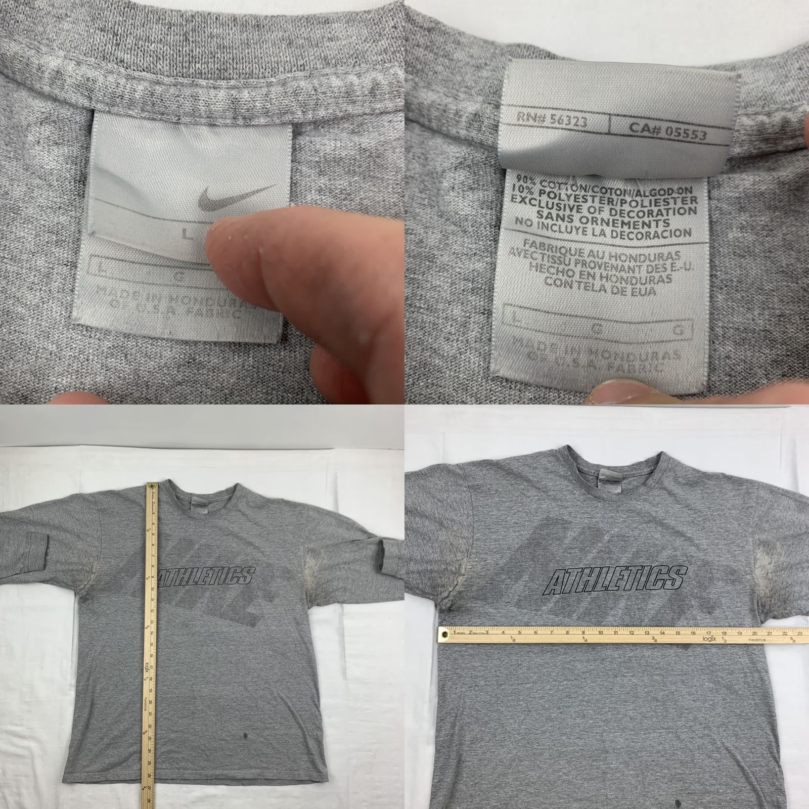Nike VINTAGE Nike Athletics Long Sleeve Shirt Adult Large Gray Sports 90s Nike Mens Size US L / EU 52-54 / 3 - 8 Thumbnail