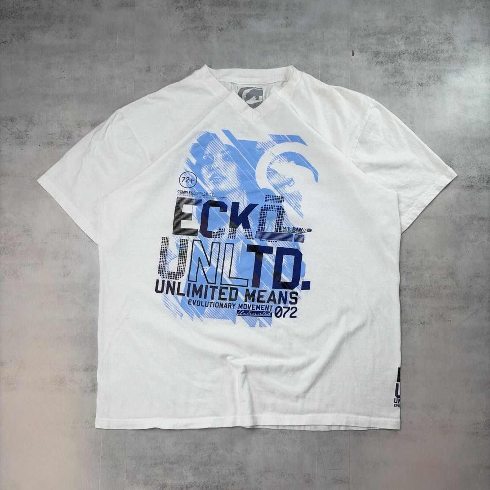 Ecko Unltd. Y2K White Ecko Unltd Grunge Skater T-Shirt Size US XL / EU 56 / 4 - 1 Thumbnail