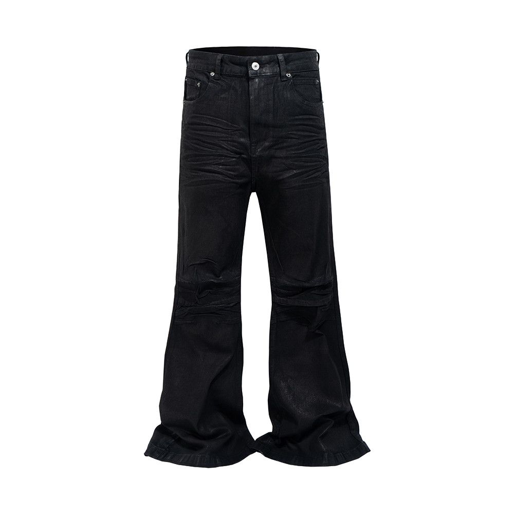 Japanese Brand × Jean Streetwear Black Glue Coated Boot Cut Unisex Size US 34 / EU 50 - 4 Thumbnail