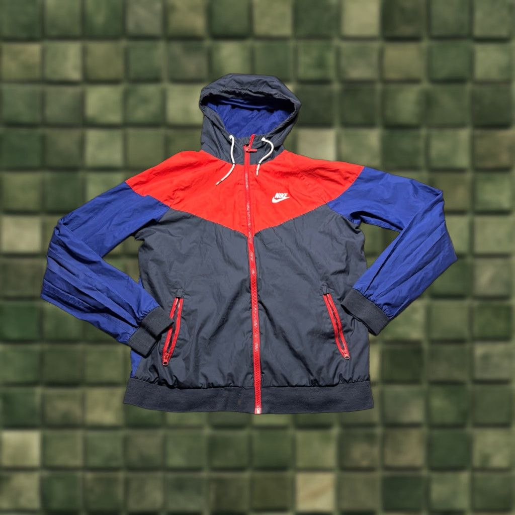 Nike VINTAGE Nike Windrunner Jacket Mens M Navy Red White Hood Full Zip 727324 Size US M / EU 48-50 / 2 - 1 Thumbnail
