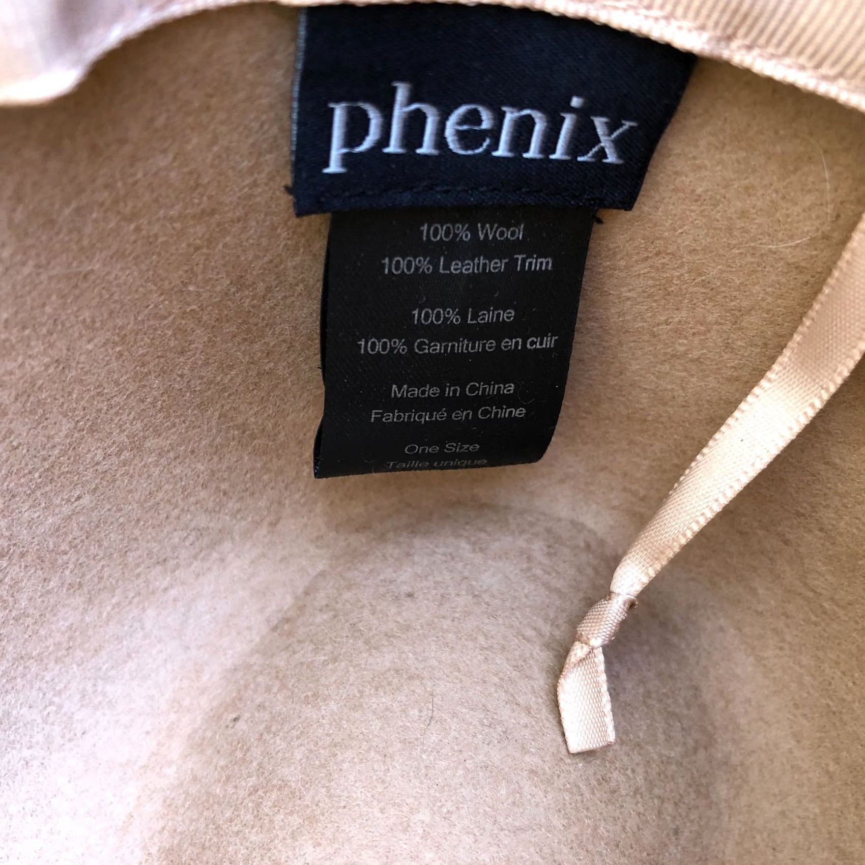 Vintage PHENIX Fedora Hat Adult One Size Wool Leather Trim Beige Cap Wide Brim Mens Size ONE SIZE - 5 Thumbnail