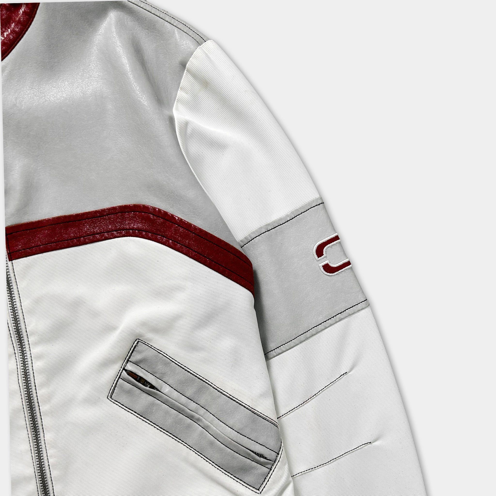 Armani Armani Jeans Racing Leather Jacket White Red Size US S / EU 44-46 / 1 - 2 Thumbnail