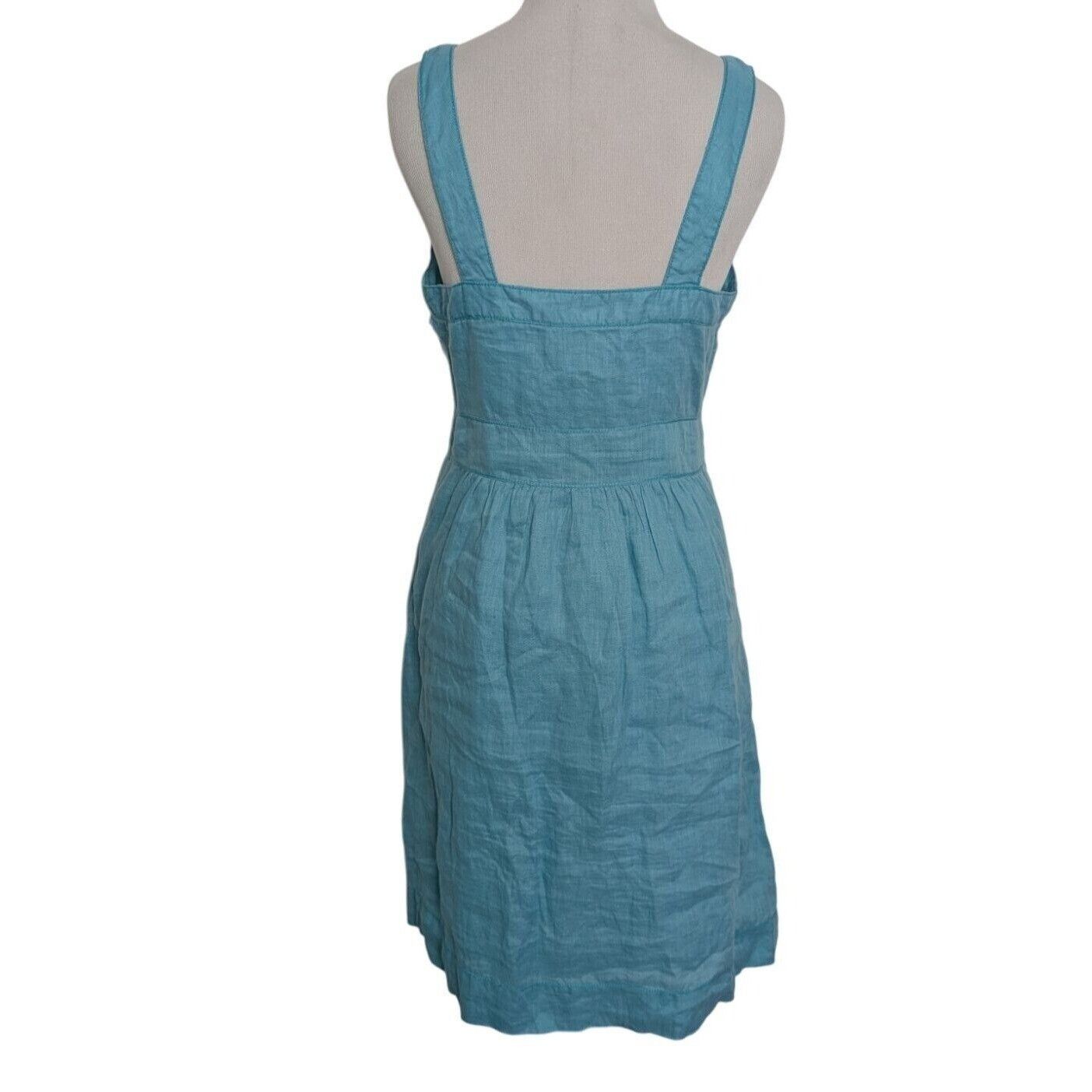 Designer Max Studio 100% Linen Dress Womens Size Medium Blue V Neck Size M / US 6-8 / IT 42-44 - 8 Thumbnail