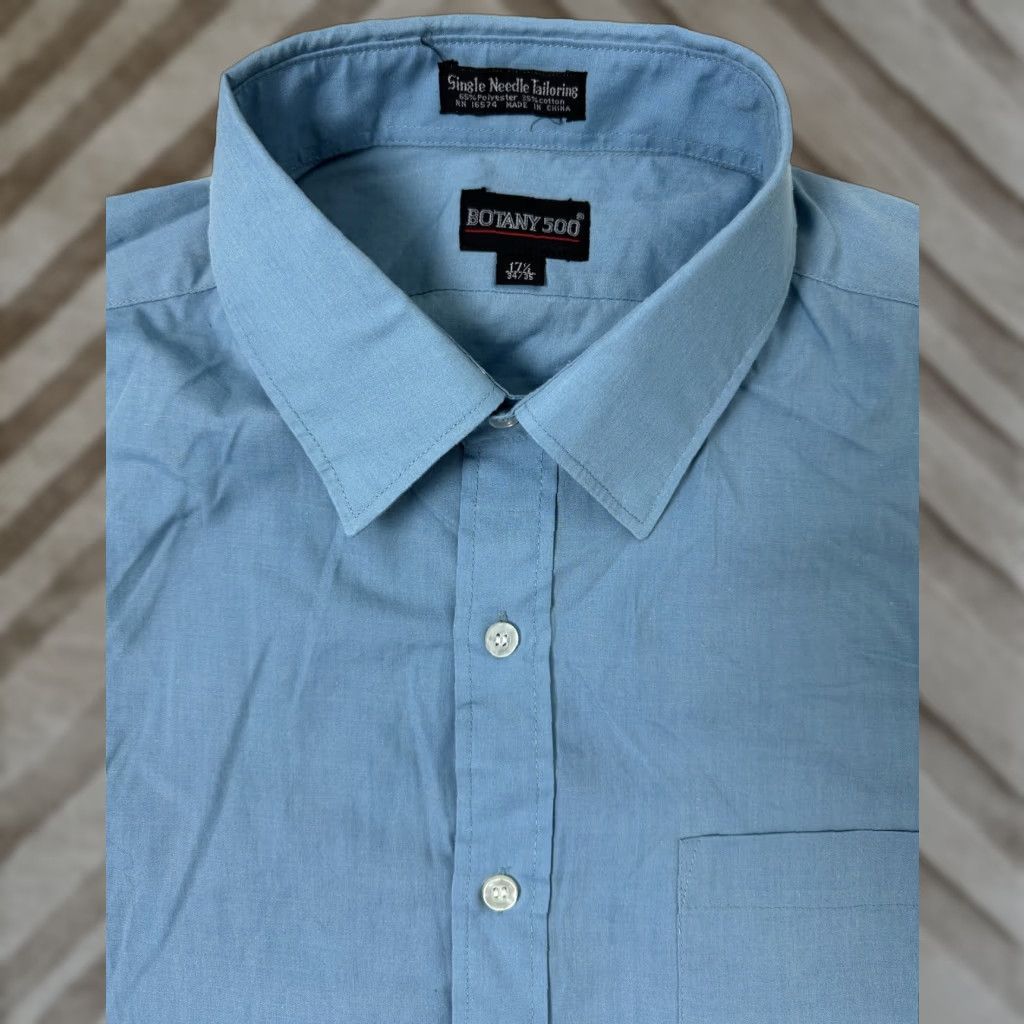 Vintage VINTAGE Botany 500 Shirt Men XL Blue 80s 90s Casual Preppy Button-Up Cotton Polyester Solid Long Sleeve Size US XL / EU 56 / 4 - 1 Thumbnail