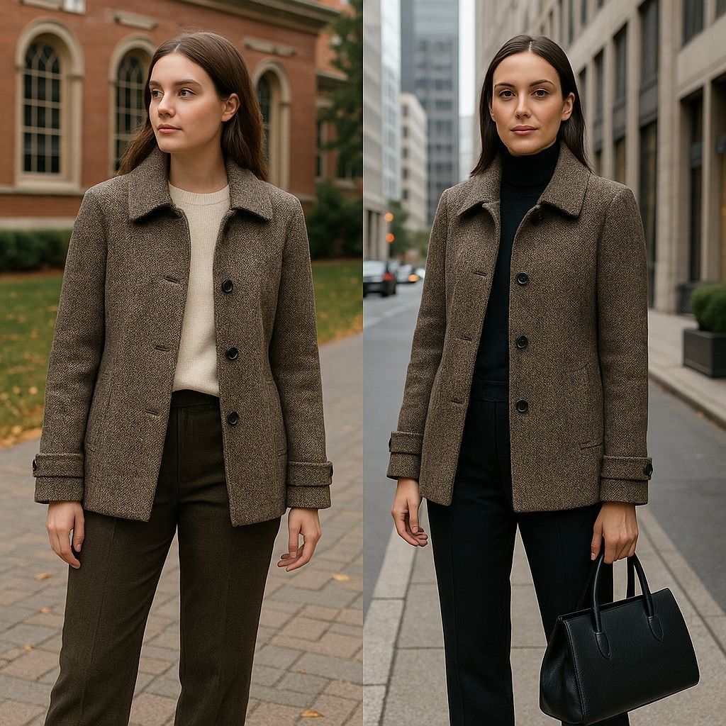 London Fog London Fog Women XL Tweed Wool Coat Brown Old Money Quiet Lu Size XL / US 12-14 / IT 48-50 - 1 Thumbnail