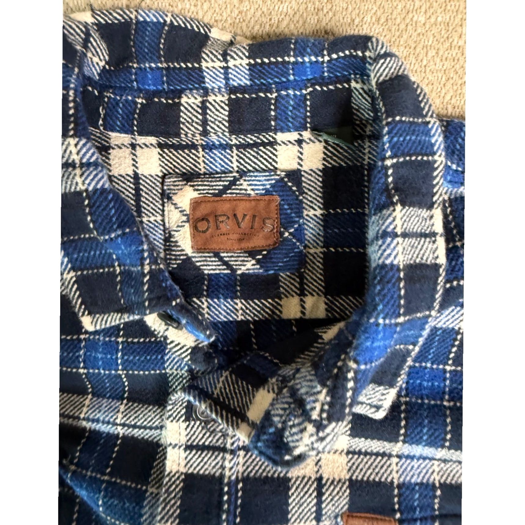 Orvis Orvis Classic Collection Shirt Mens 3XL Blue Flannel Plaid Long Sleeve Size US XXL / EU 58 / 5 - 2 Thumbnail