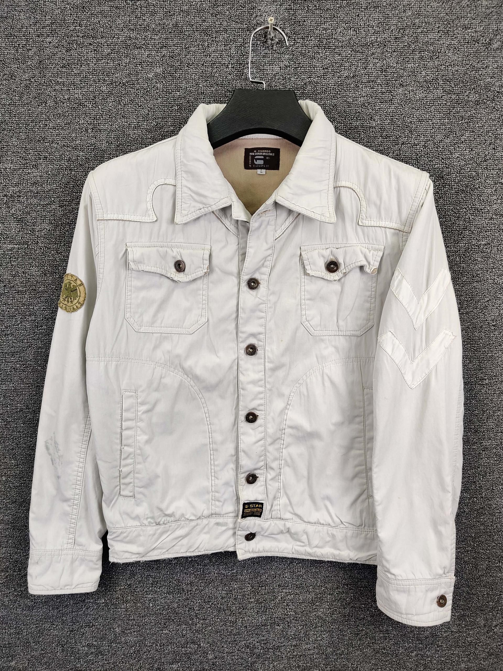 G-Star Vintage G-Star Raw White Denim Jacket Size US L / EU 52-54 / 3 - 1 Thumbnail