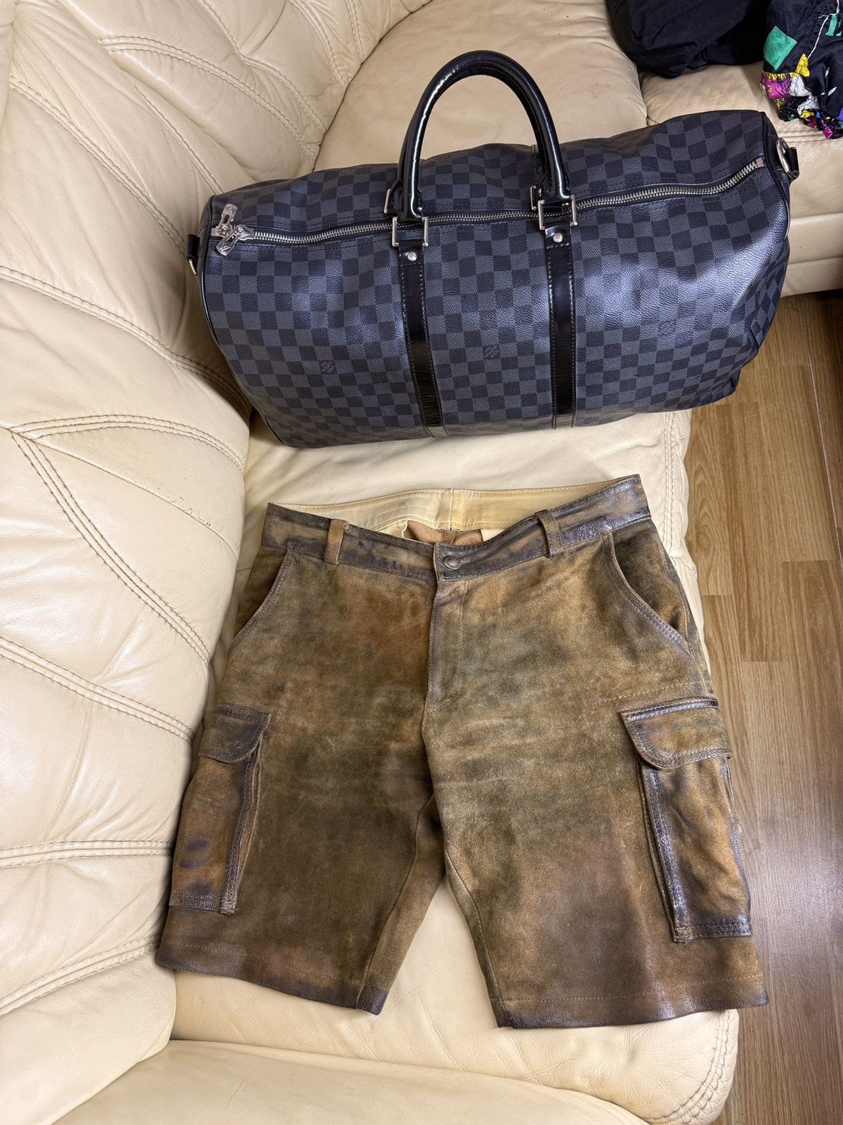 Genuine Leather Vintage Maddox Country Leather Cargo shorts Suede Size US 34 / EU 50 - 21 Thumbnail