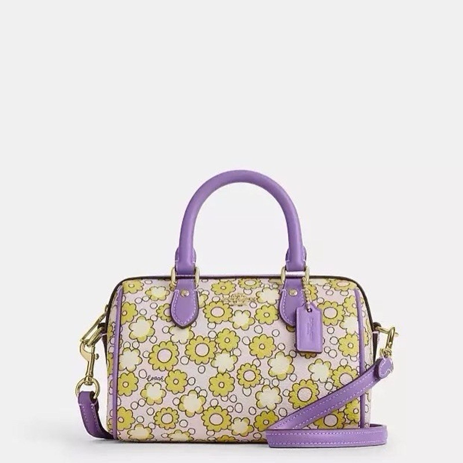 Coach NWT COACH CBM69 Mini Rowan Crossbody Bag Floral Print Lilac Size ONE SIZE - 7 Thumbnail