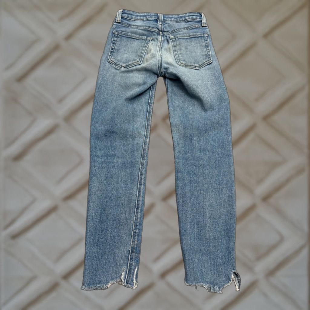 Vintage JUST BLACK Jeans Women 24 Blue Distressed High Rise Straight Ankle Denim Stretch Pocket Zipper Button 5-Pocket City Streetwear Size 42" / US 20 - 1 Thumbnail