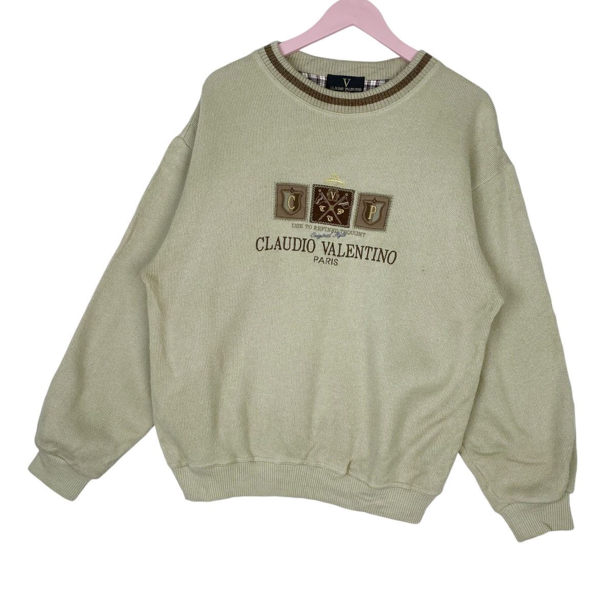 Designer × Vintage Claudio Valentino Big Logo Sweatshirt Crewneck Pullover Jump Size US M / EU 48-50 / 2 - 3 Thumbnail