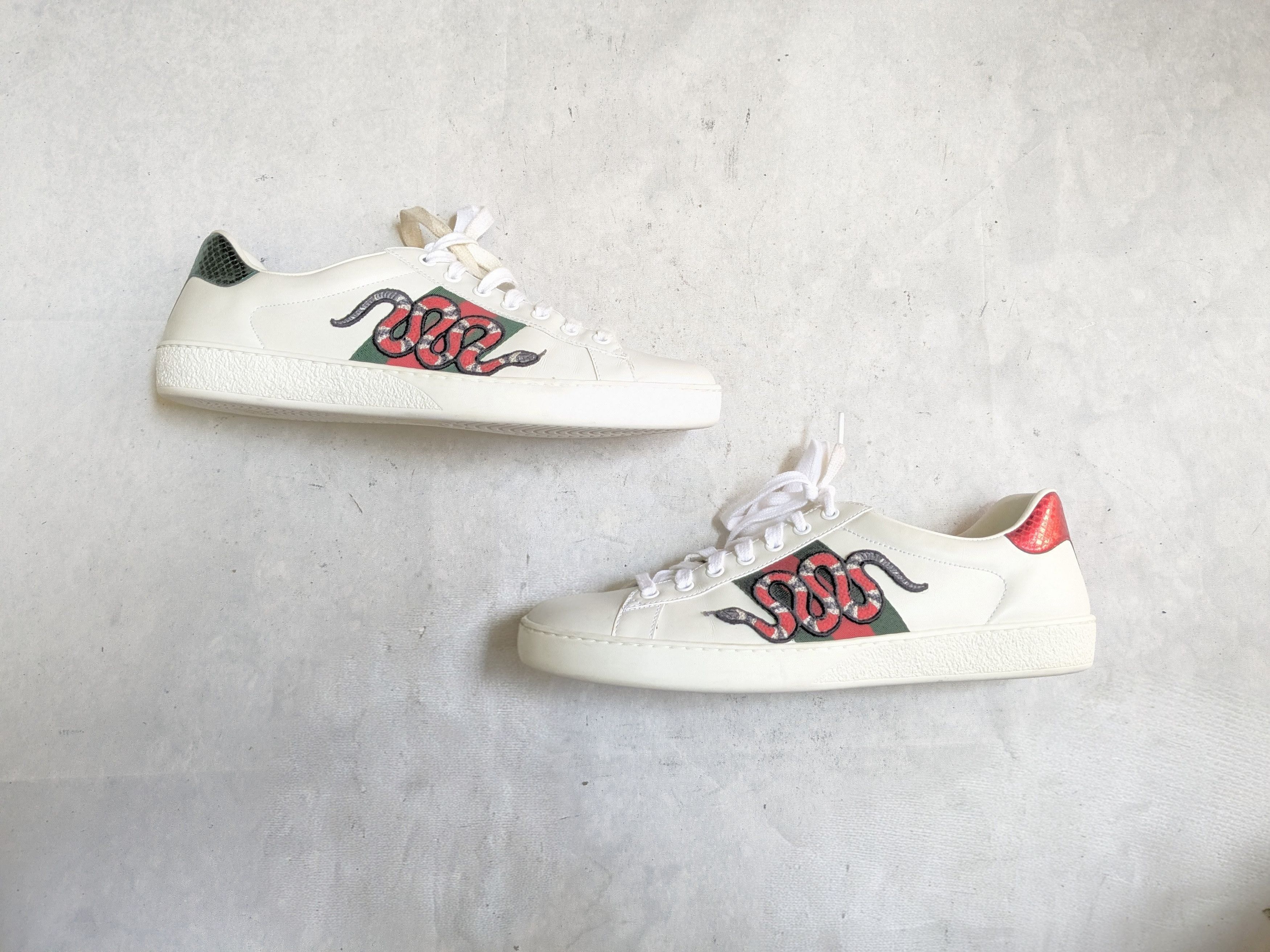 Gucci Gucci Ace Sneakers Snake 10 White Leather Low Tops | Grailed