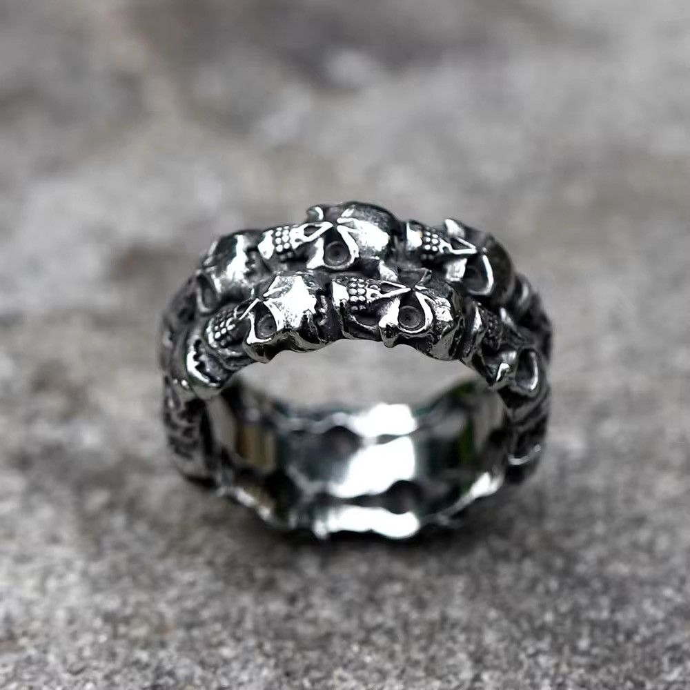 Jewelry × Vintage Retro Goth Double Skull Ring Size ONE SIZE - 5 Thumbnail