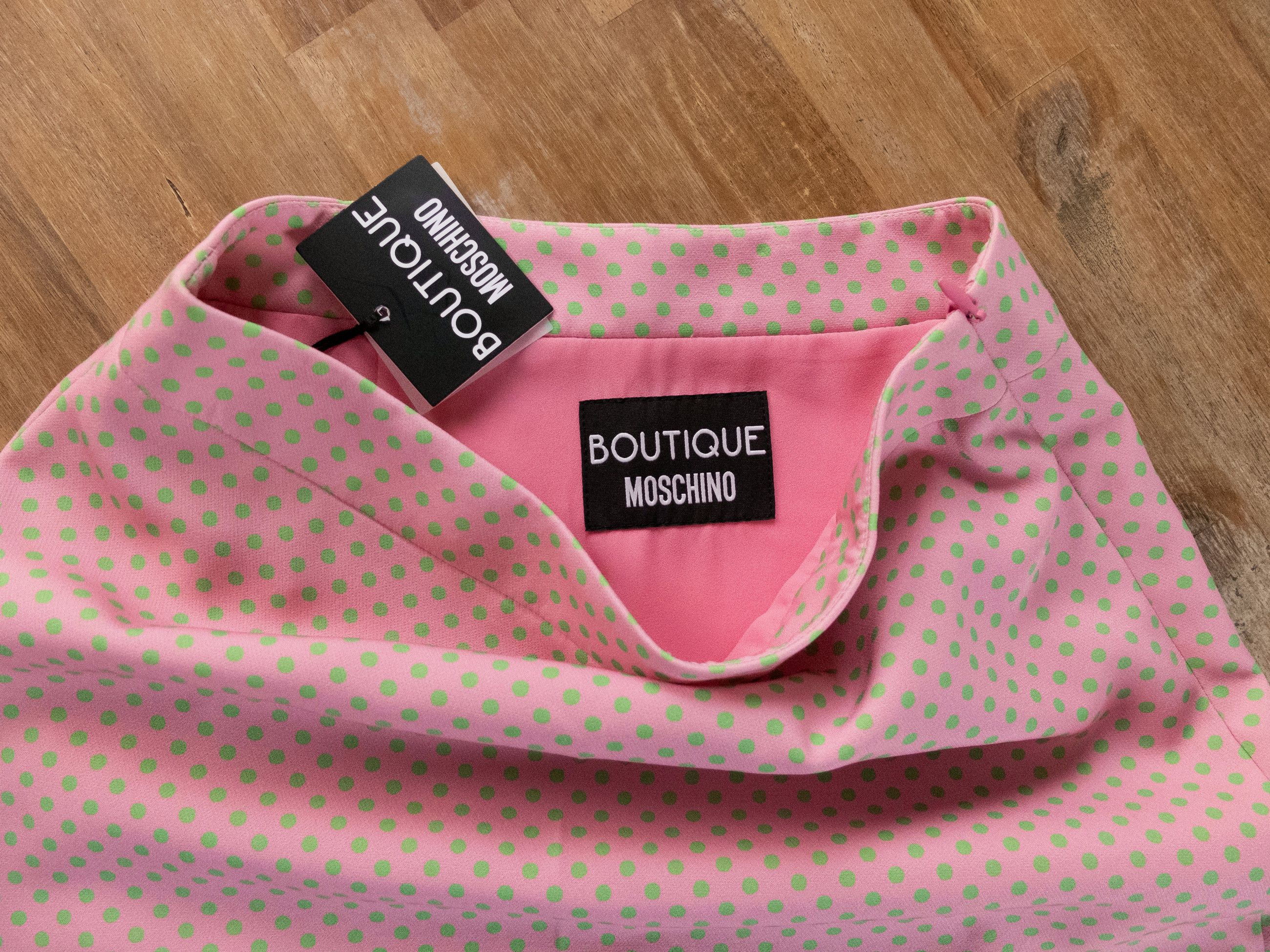 Boutique Moschino MOSCHINO BOUTIQUE pink polka dots floral motif mini skirt Size 26" / US 2 / IT 38 - 8 Thumbnail