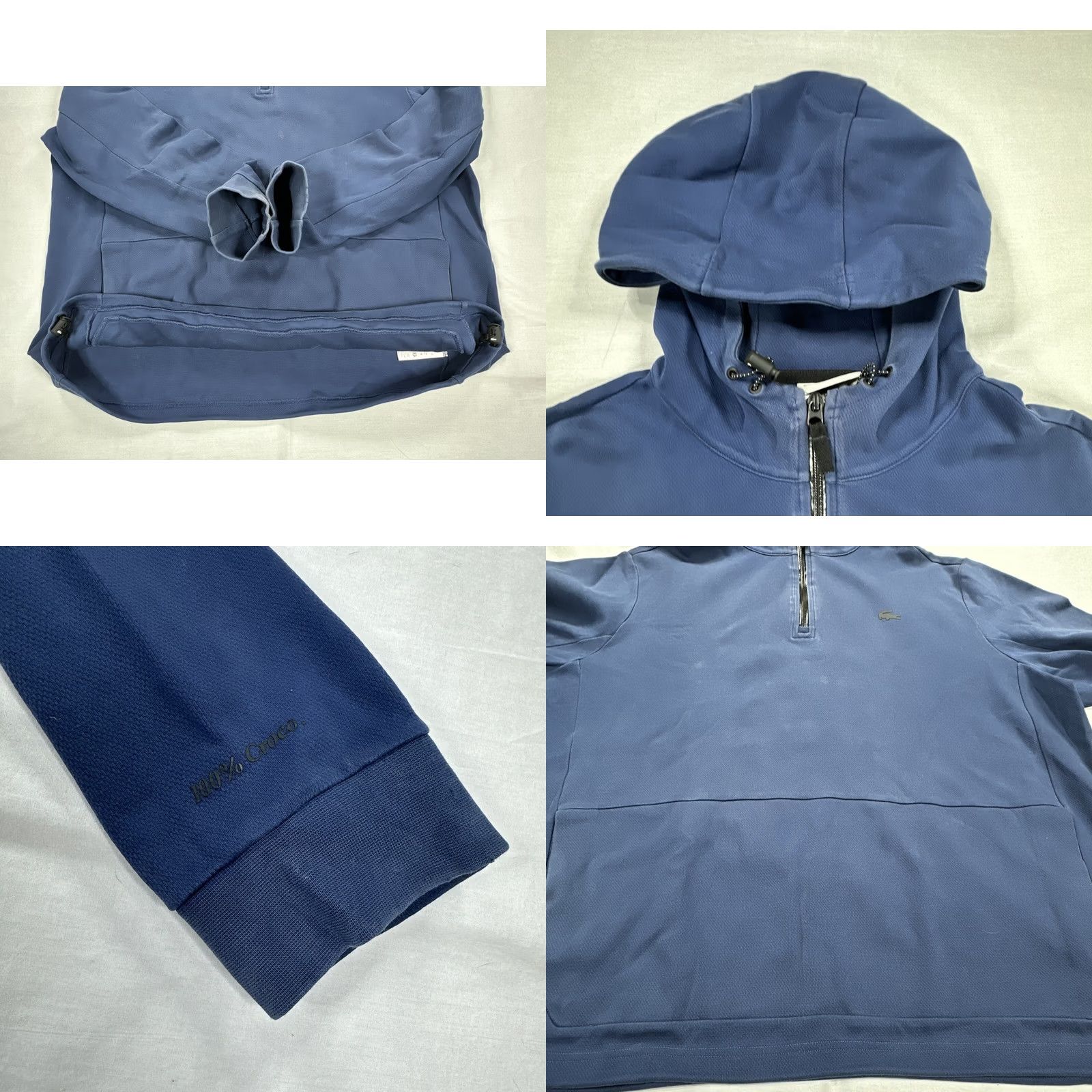 Lacoste Lacoste Mens Hoodie Sweatshirt 3XL Navy Blue Logo 1/4 Zip Hooded Pockets Cotton Denim? Size US L / EU 52-54 / 3 - 8 Thumbnail