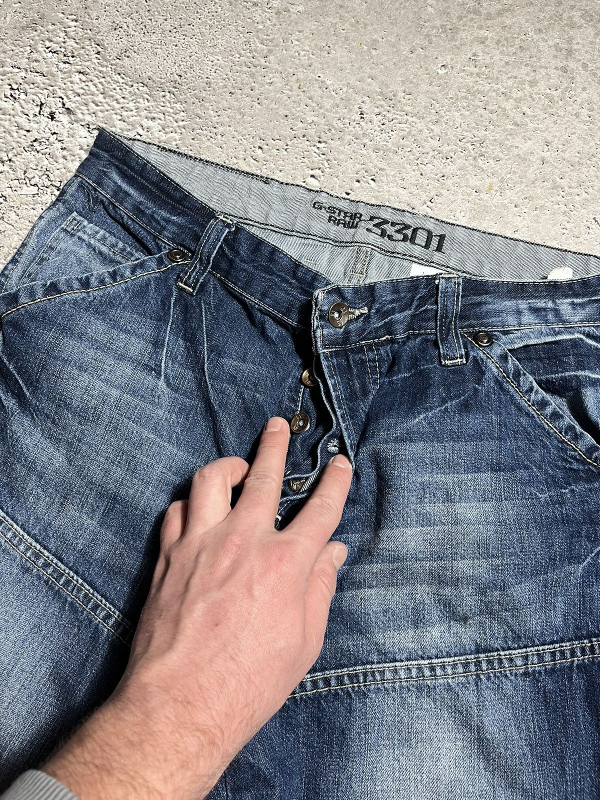 G-Star × Vintage Vintage G Star Raw Denim Jeans Big Logo Y2K Size US 31 - 8 Thumbnail