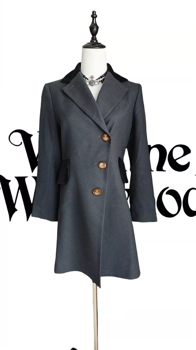 Vivienne Westwood Vivienne Westwood Silk velvet lined dark grey wool coat Size M / US 6-8 / IT 42-44 - 2 Thumbnail