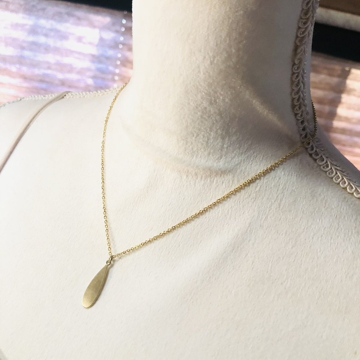 Handmade Handcrafted salvaged gold plated raindrop pendant necklace Size ONE SIZE - 3 Thumbnail
