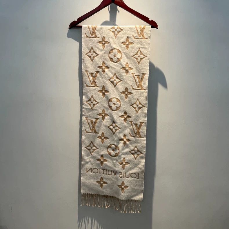 Louis Vuitton louis vuitton Full printed cashmere coffee scarf 2504-Nexta Size ONE SIZE - 4 Thumbnail
