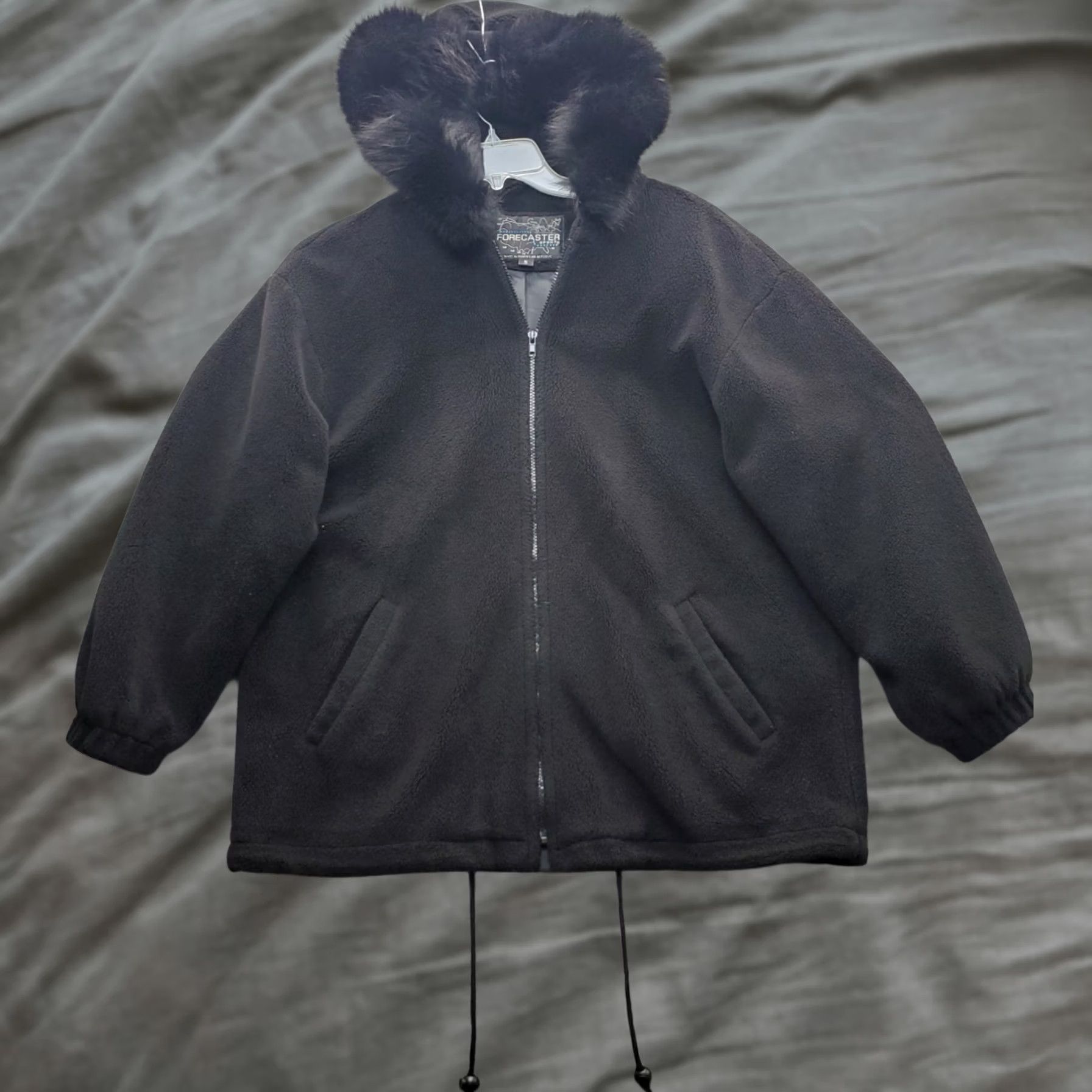 Vintage Forecaster Sport Jacket Womens Small Black Hooded Fleece Zip Pockets Size S / US 4 / IT 40 - 1 Thumbnail