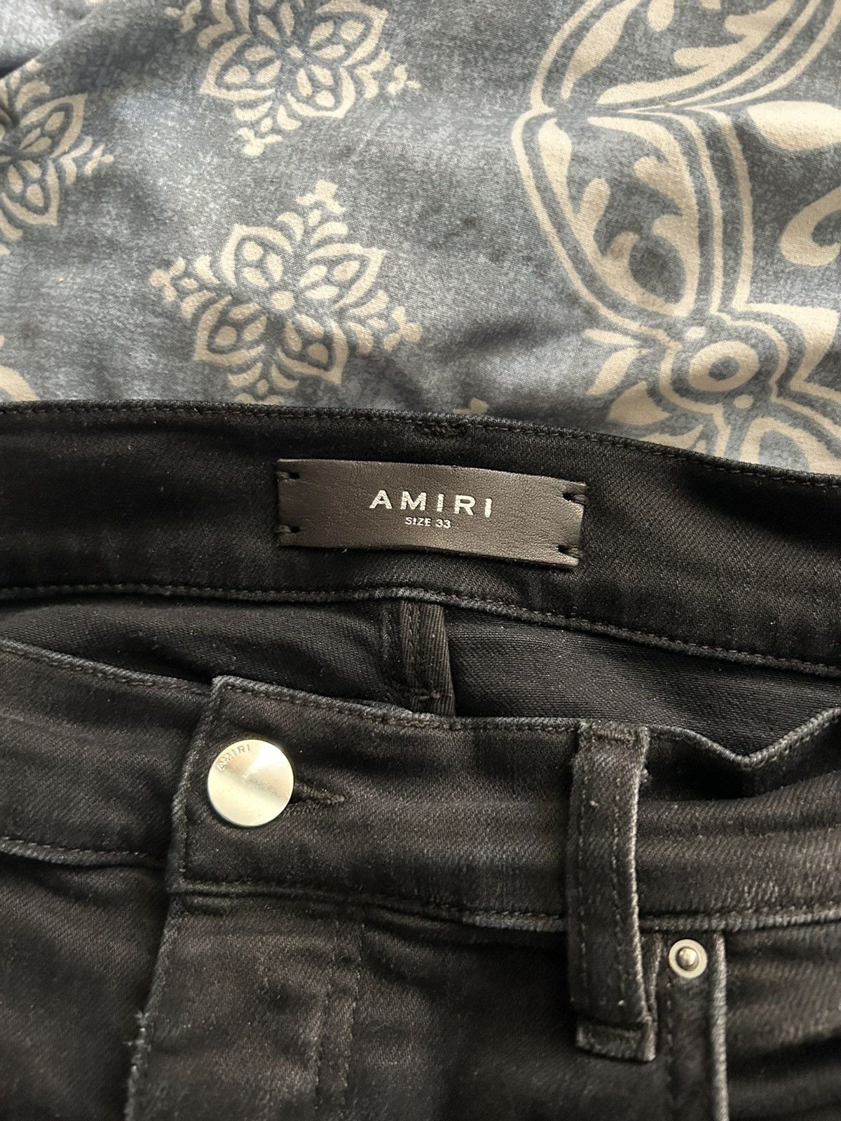 Amiri Amiri Bandana Flame Jeans Black/Blue Size US 33 - 2 Thumbnail