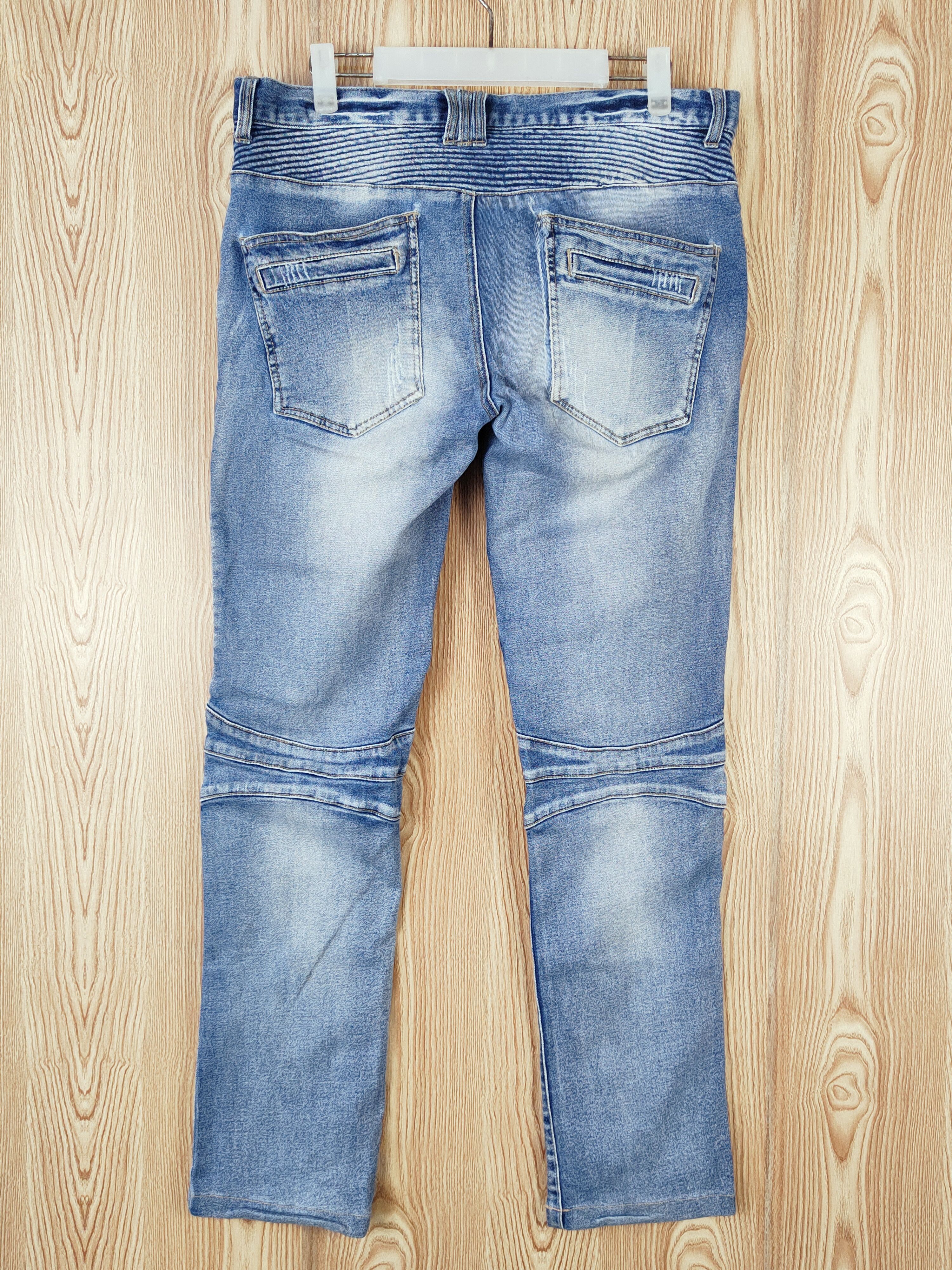 In The Attic In the attic Distressed Ripped bikers denim Jeans #W491 Size 33" - 8 Thumbnail