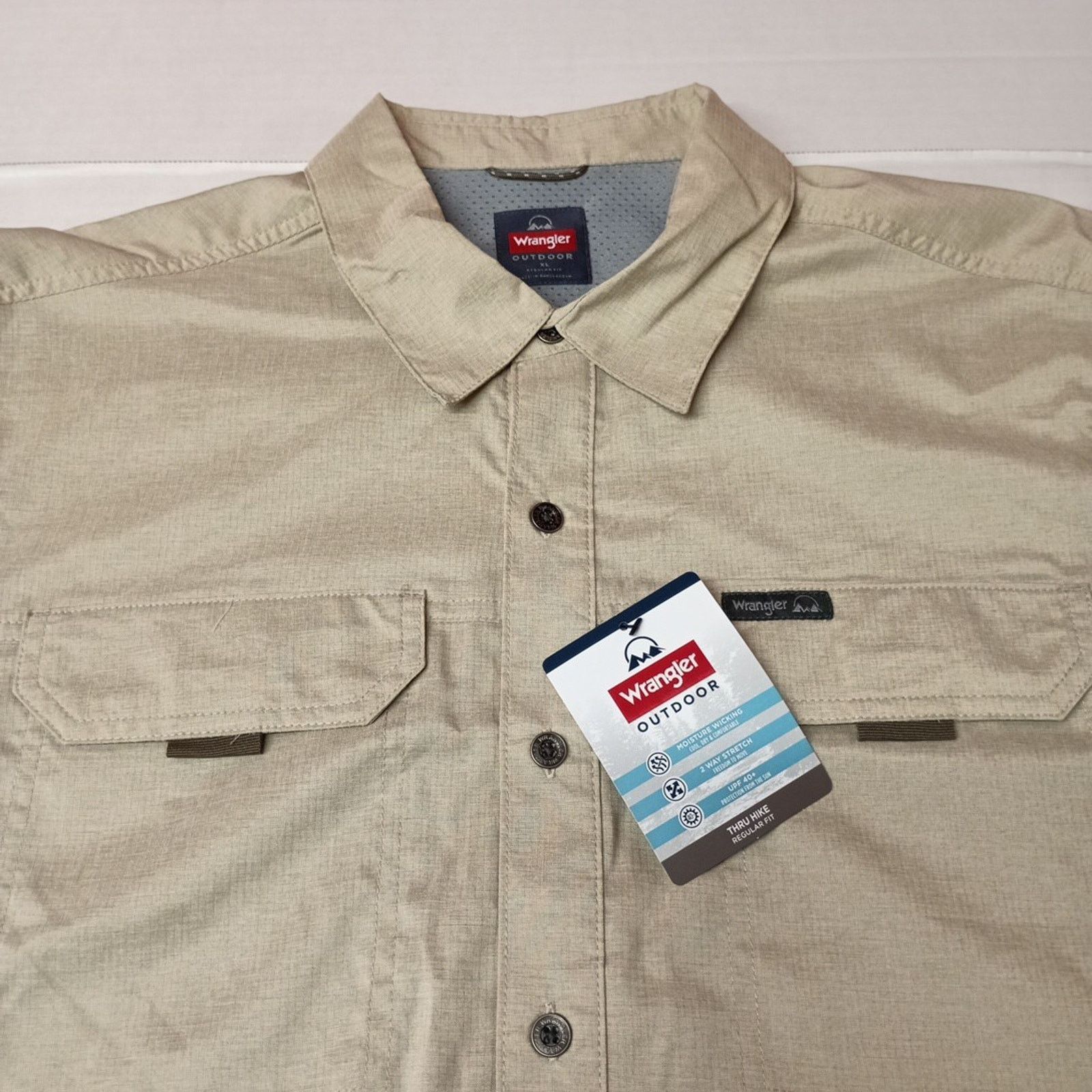 Wrangler Wrangler Men's XL Beige Thru Hike Shirt Vented UPF 40+ Size US XL / EU 56 / 4 - 2 Thumbnail