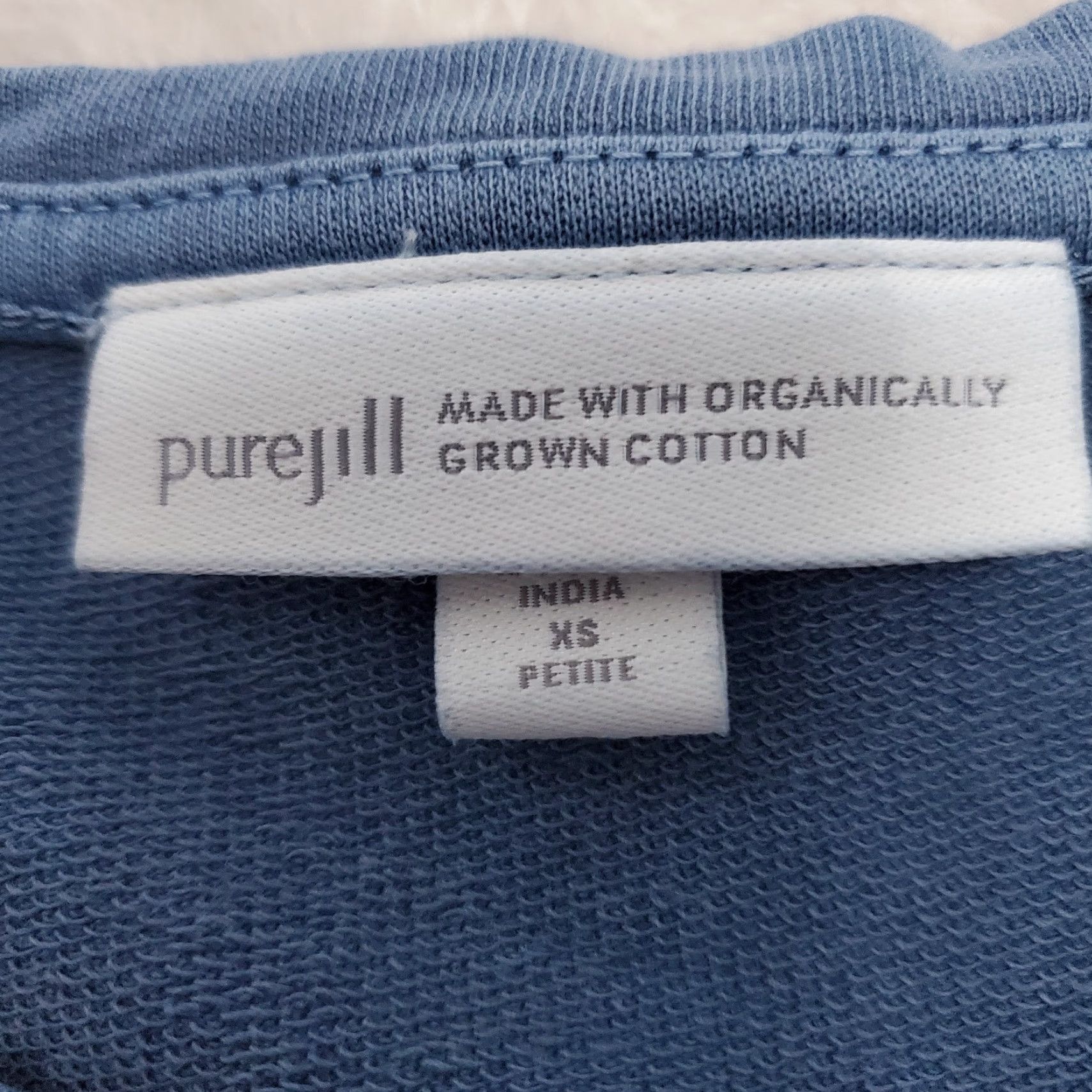 Vintage VINTAGE Pure Jill J Jill Dress Women XS Petite Organic Cotton 3/4 Sleeve Casual Comfort Pullover Side Slits Knee Length Blue Womens Size XS / US 0-2 / IT 36-38 - 3 Thumbnail