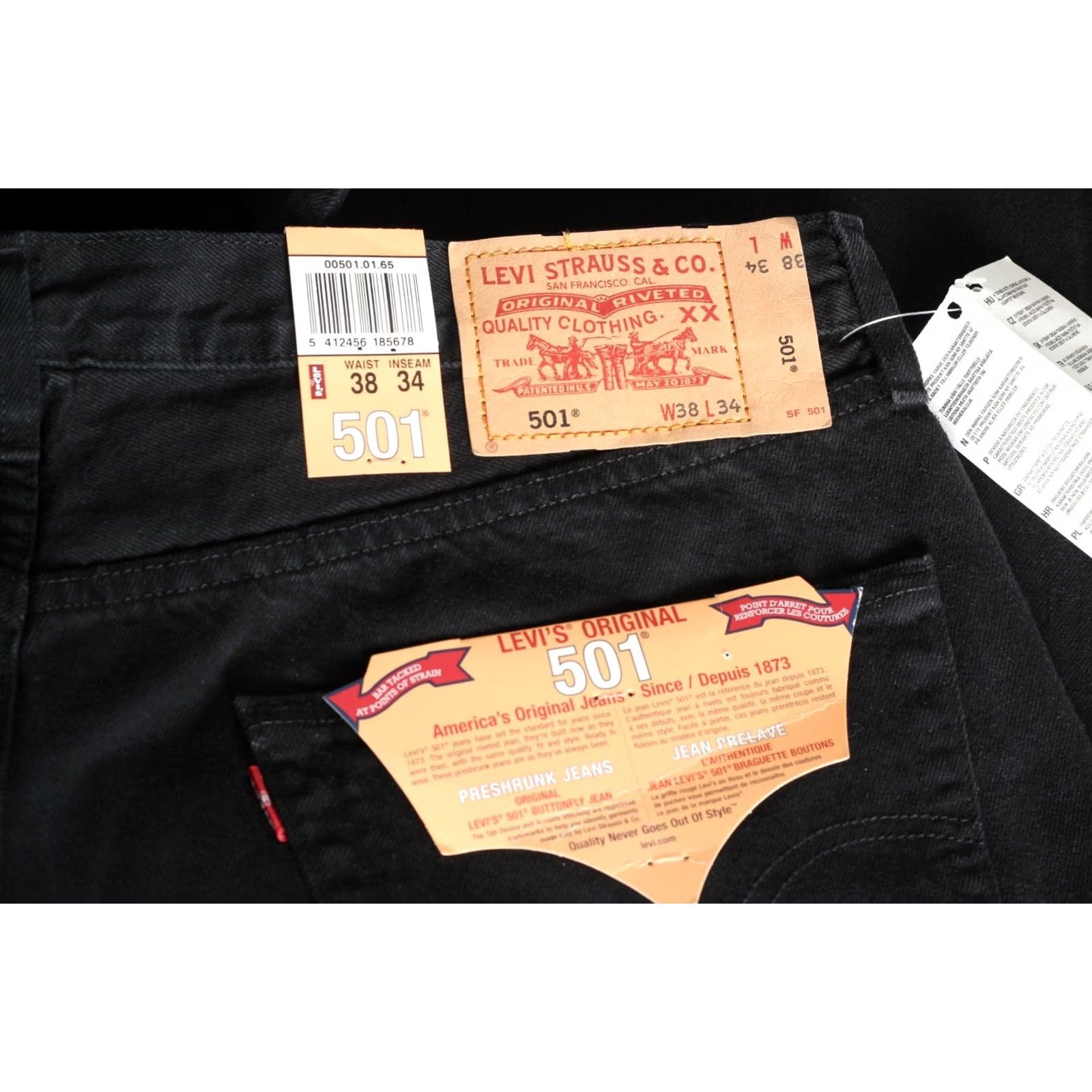 Levi's LEVI’S 501 Jeans Men Size W38 L34 Regular Straight DZ8117 Black Denim Vintage? No Vintage Size US 38 / EU 54 - 5 Thumbnail