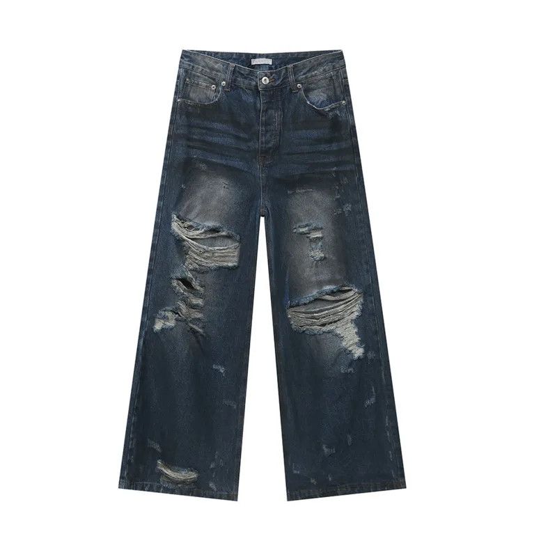 Japanese Brand × Jean × Vintage Straight Hole Loose Jeans Size US 32 / EU 48 - 5 Thumbnail