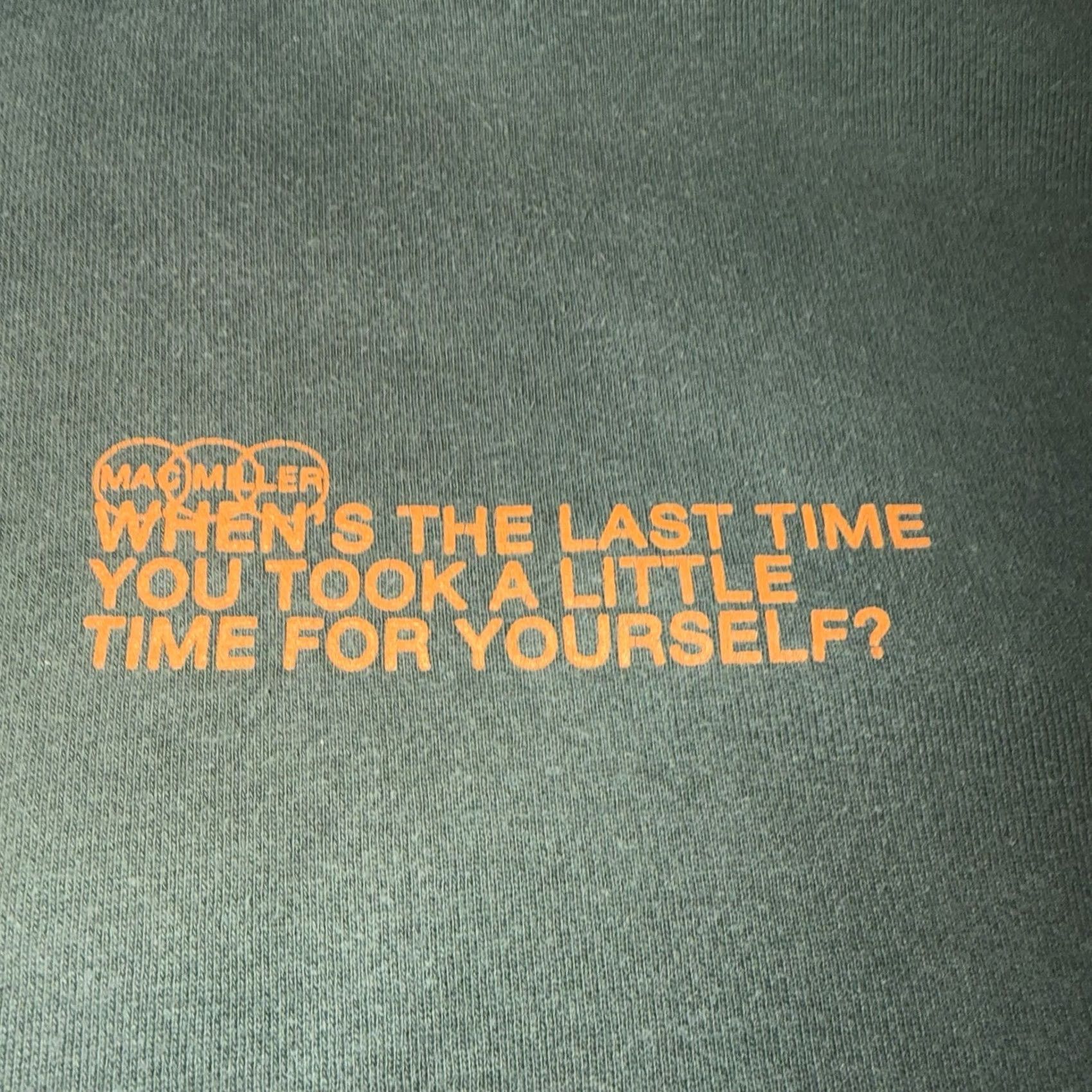 Vintage Mac Miller When The Last Time You Took Little Time For Yourself Hoodie XL Green Graphic Print Hooded Pockets Mens Regular Size US XL / EU 56 / 4 - 3 Thumbnail