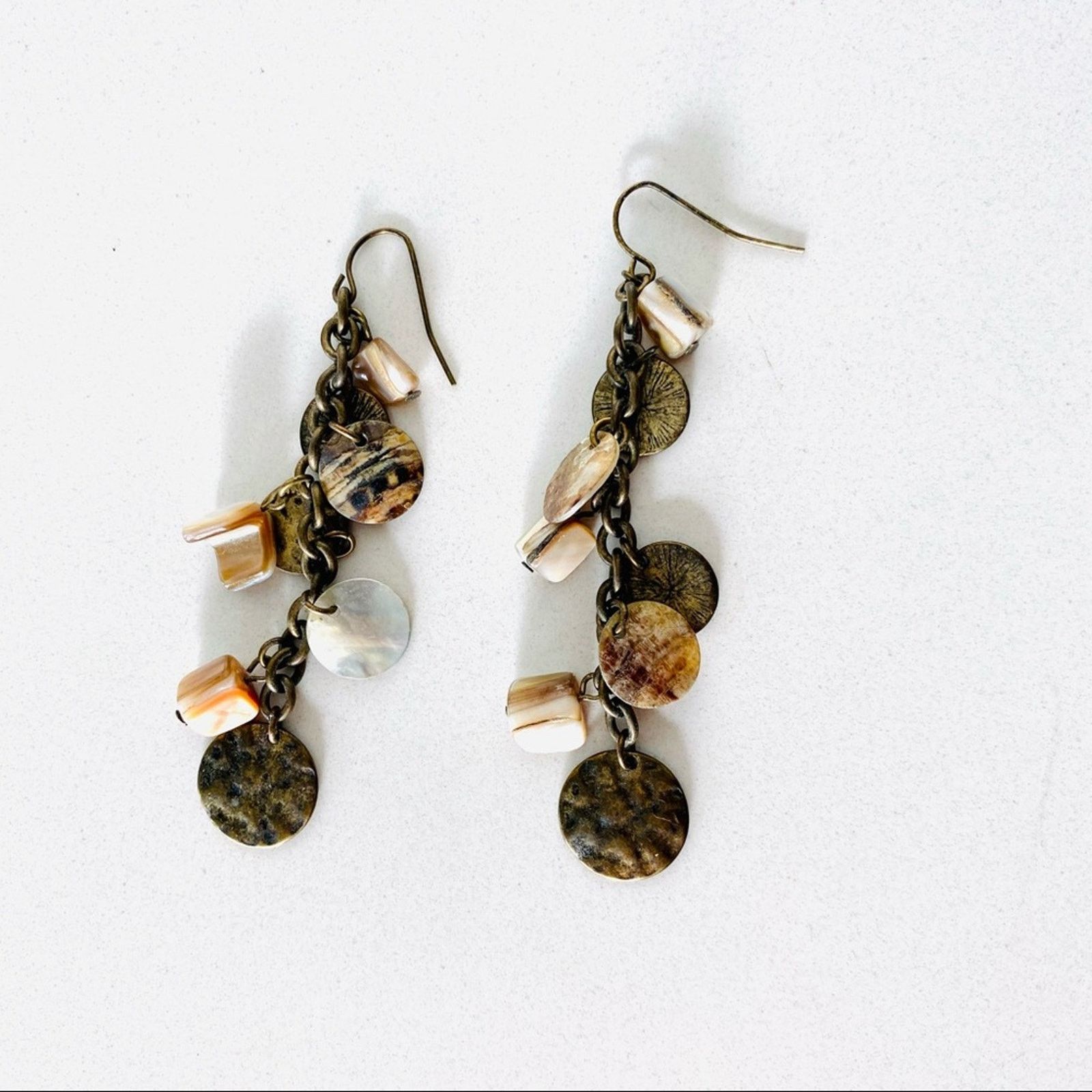 Nordstrom NORDSTROM VINTAGE Brass Circle Square Drop Earrings Jewelry Size ONE SIZE - 7 Thumbnail