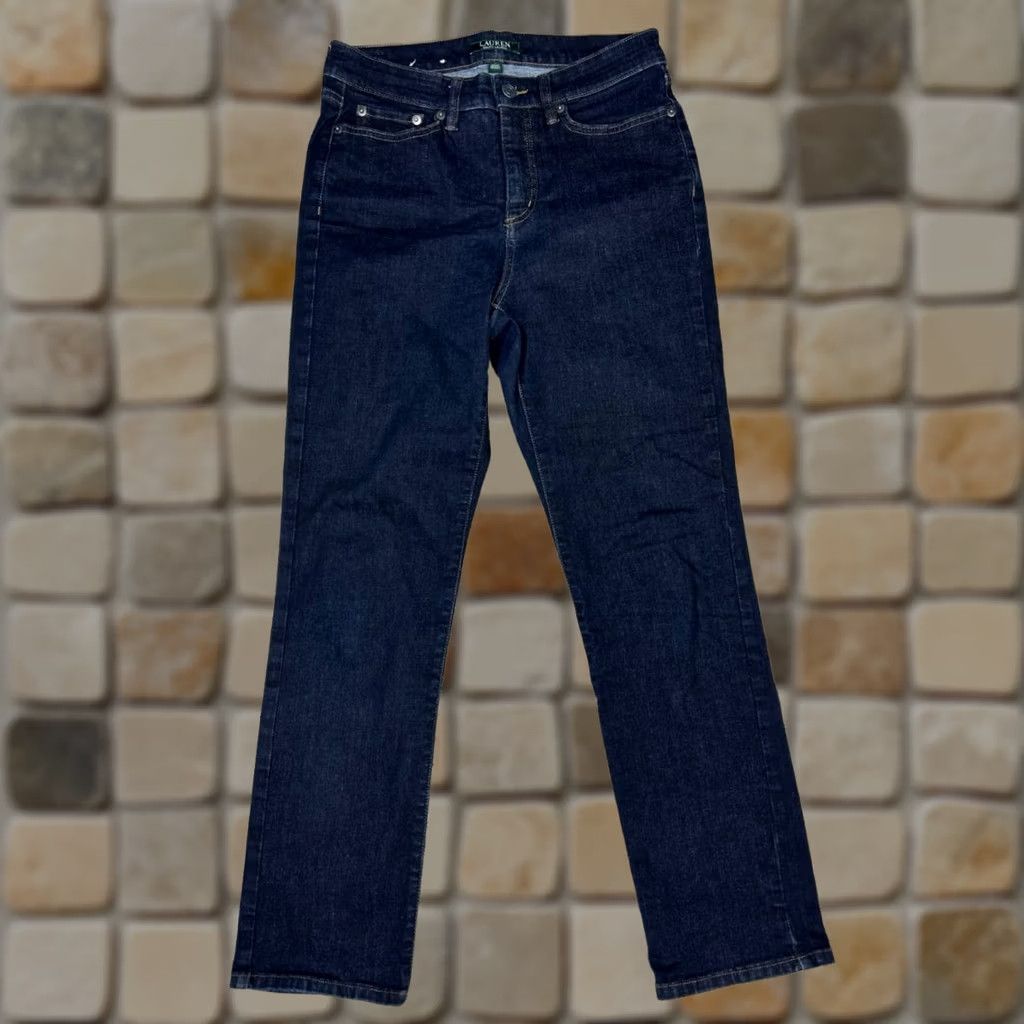 Ralph Lauren Lauren Ralph Jeans Womens 8 Blue Premier Curvy Straight Denim Logo 27x28 Size 30" / US 8 / IT 44 - 1 Thumbnail