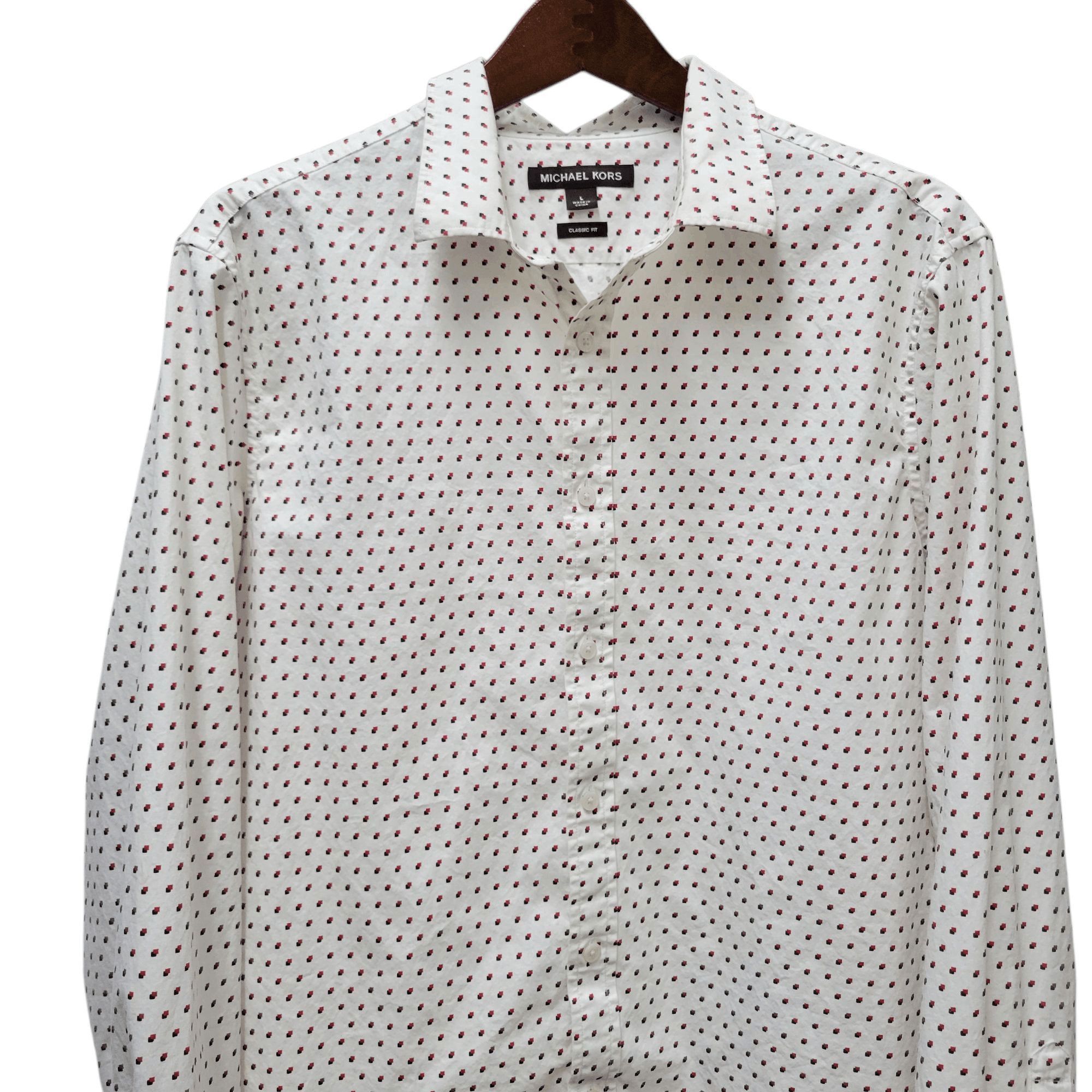 Michael Kors Michael Kors Classic Fit Polka-dot Shirt Men's Size Large Size US L / EU 52-54 / 3 - 2 Thumbnail