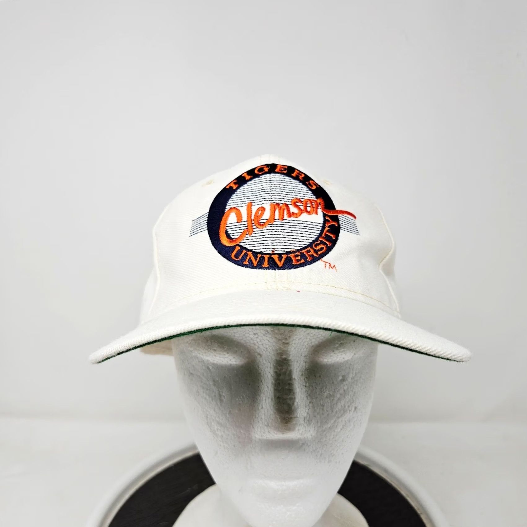 Etro The Game Clemson University Tigers Retro Circle Adjustable Snapback Hat Cap 90s Womens Mens Unisex Adults White Cotton Solid Casual Sports University Size ONE SIZE - 2 Thumbnail
