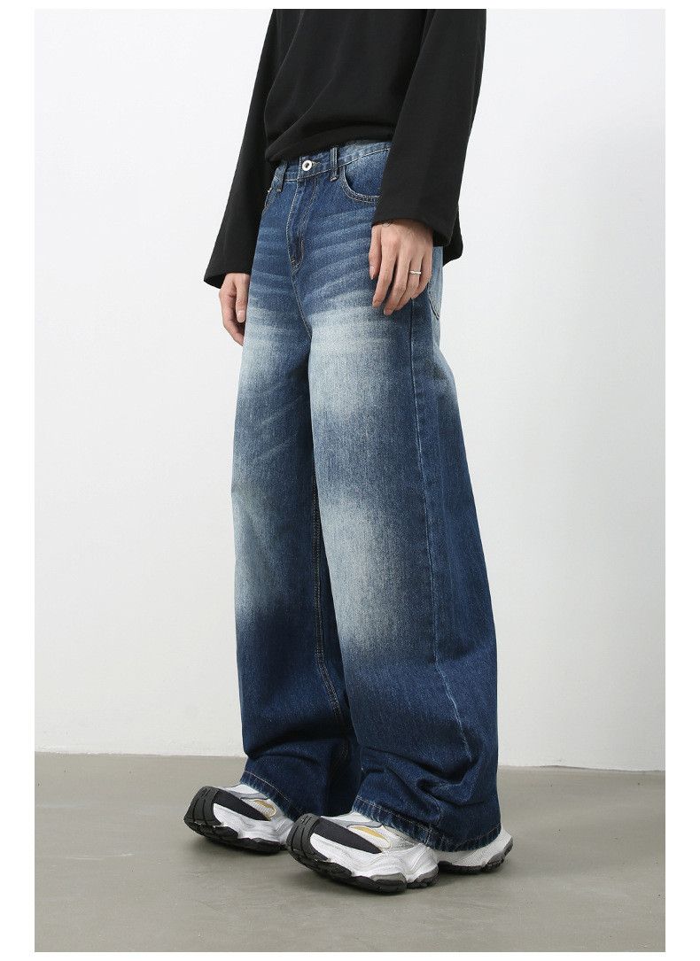 Japanese Brand American retro men's washed loose straight leg jeans Size US 32 / EU 48 - 4 Thumbnail