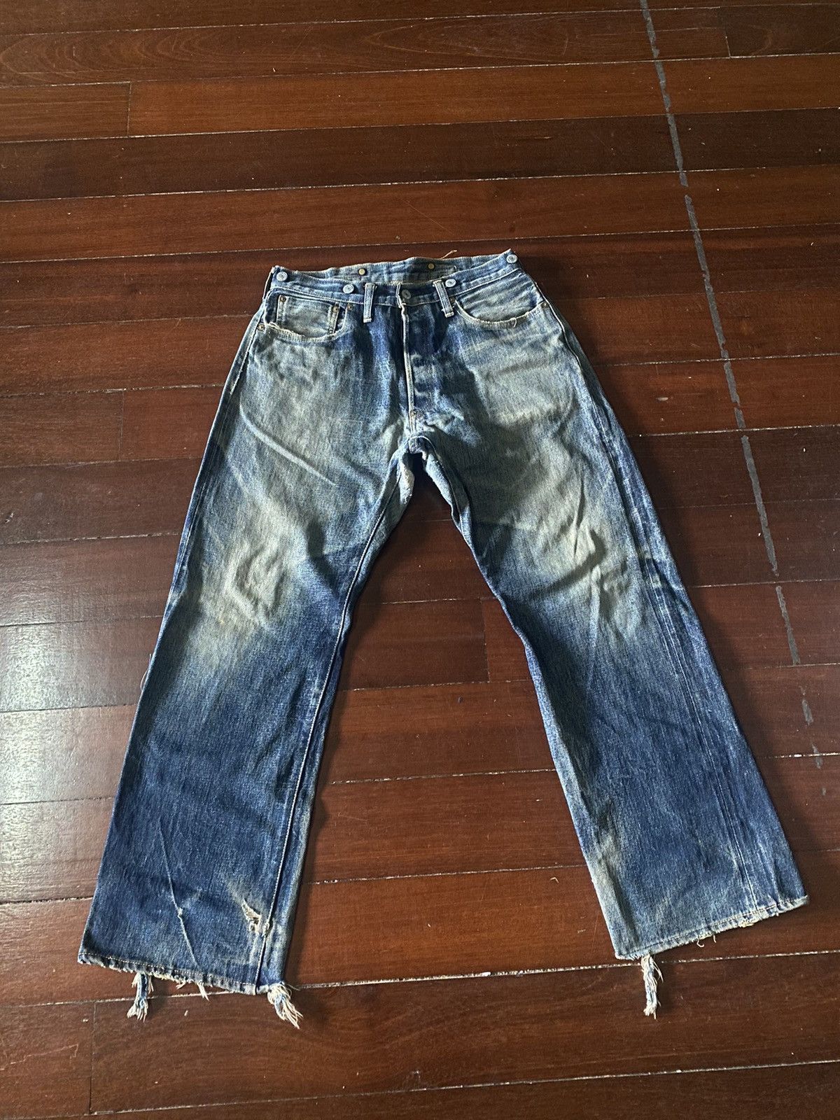 Vintage DENIME JAPAN Vintage Honeycomb Rusty distressed rework B1 Size US 31 - 1 Thumbnail