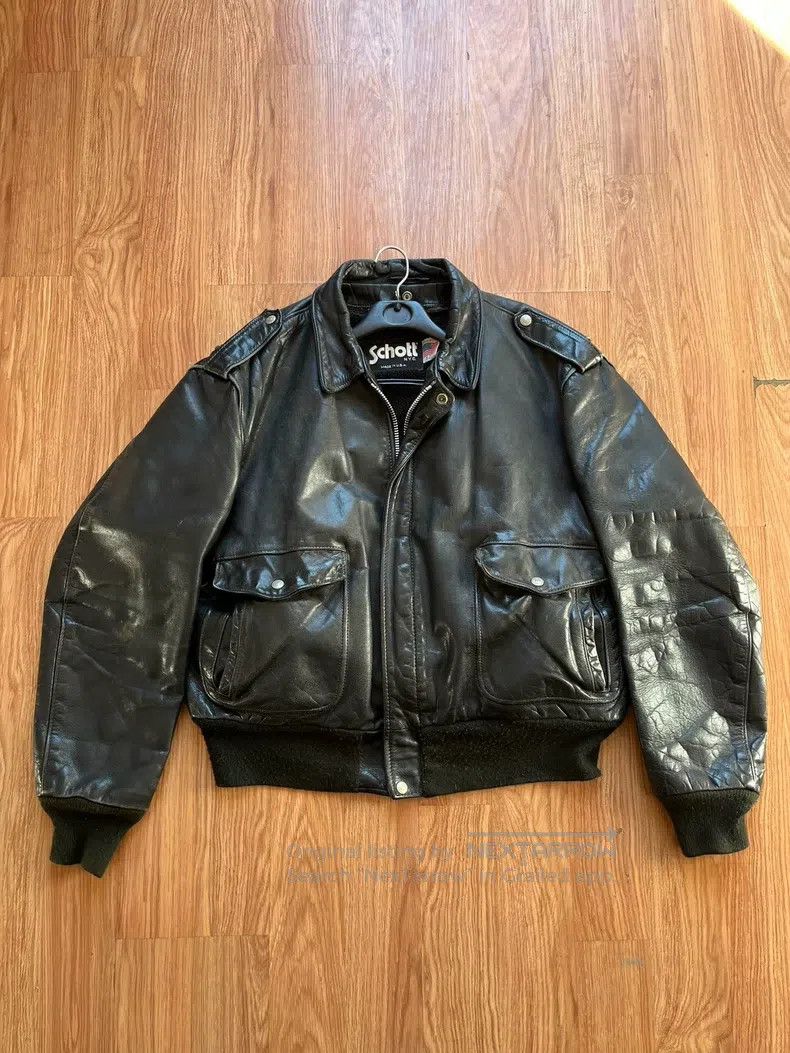 Schott Schott A2 Flight Leather Jacket Size US L / EU 52-54 / 3 - 1 Thumbnail